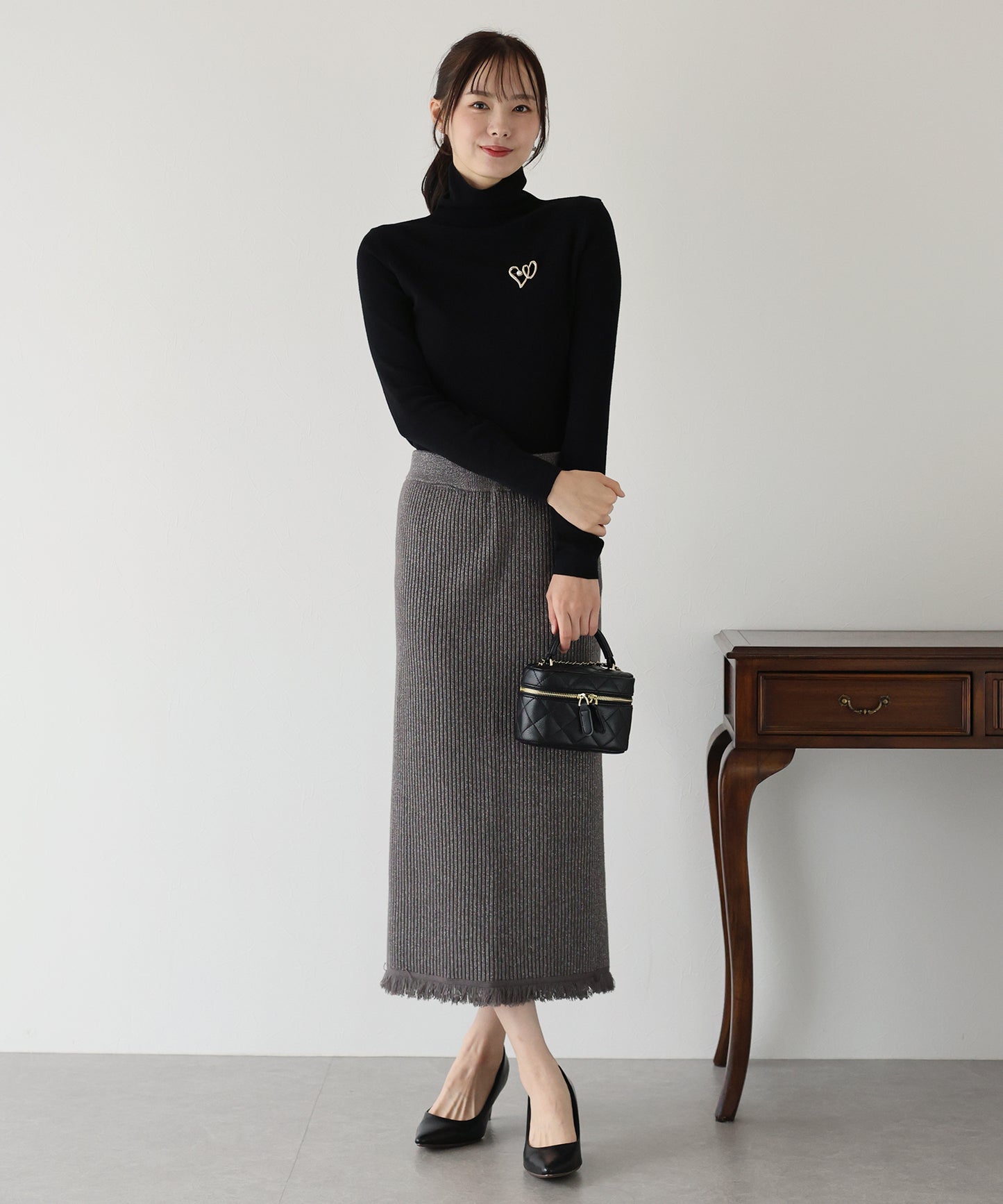 【TIME SALE】ウール混ベーシックタートルニット