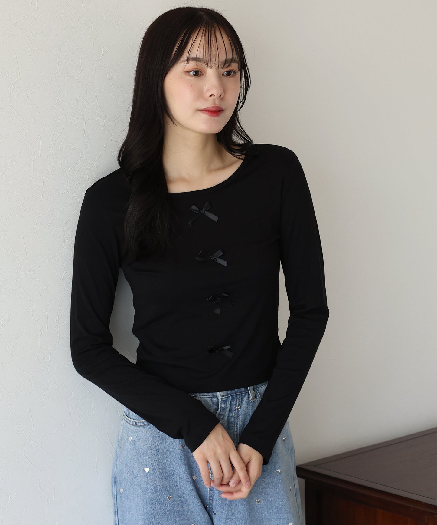 【SALE】リボン付きカットソー【ネコポス】