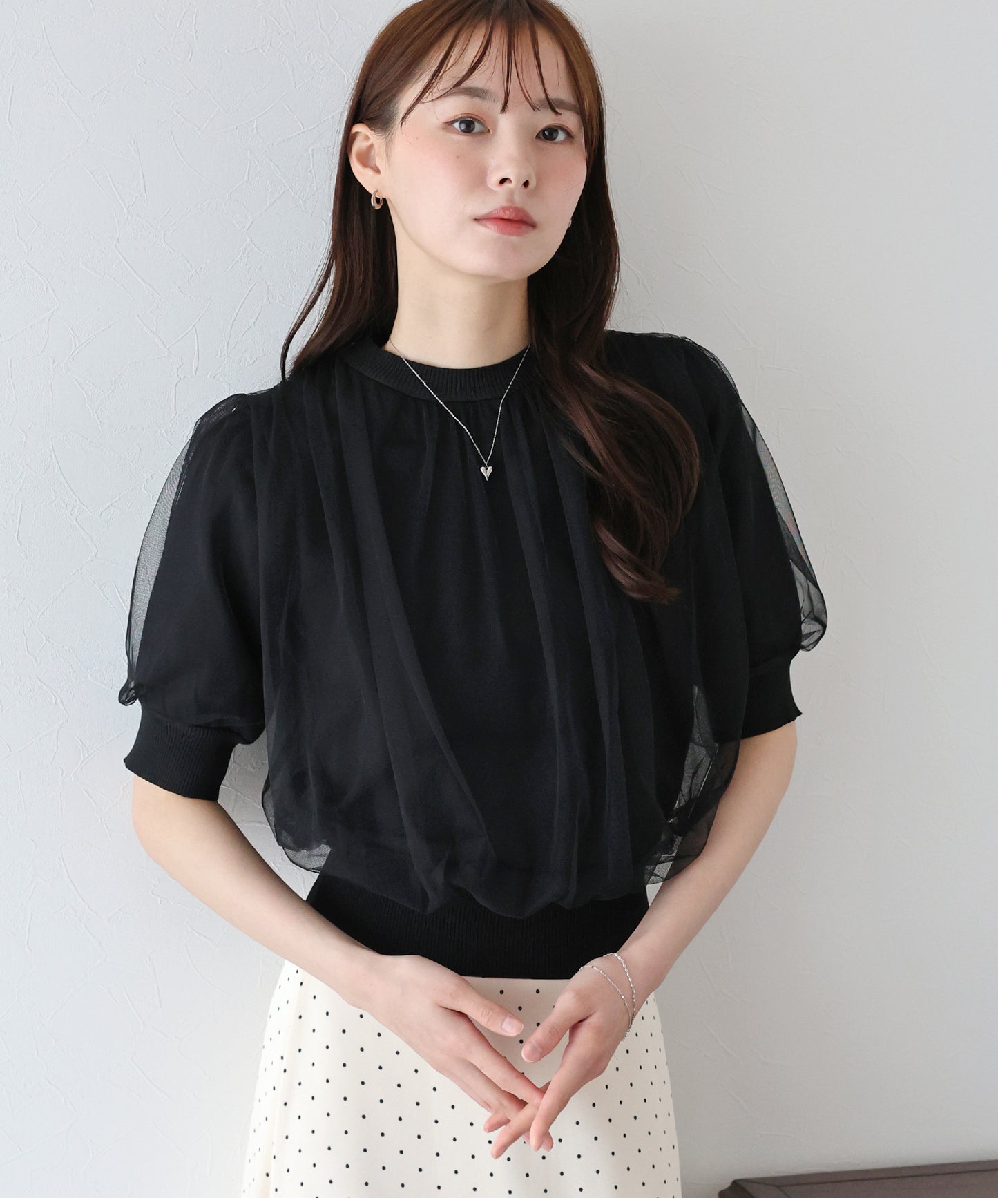 【TIME SALE】チュールレイヤードニット