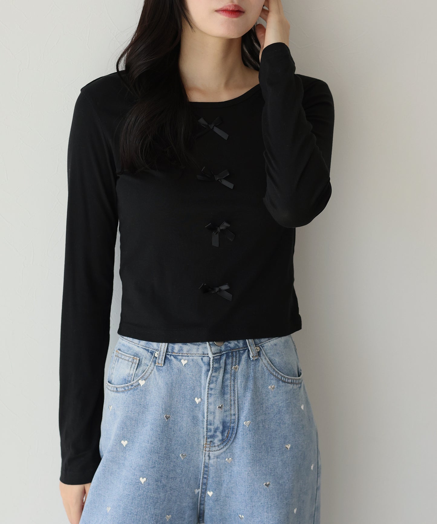 【SALE】リボン付きカットソー【ネコポス】