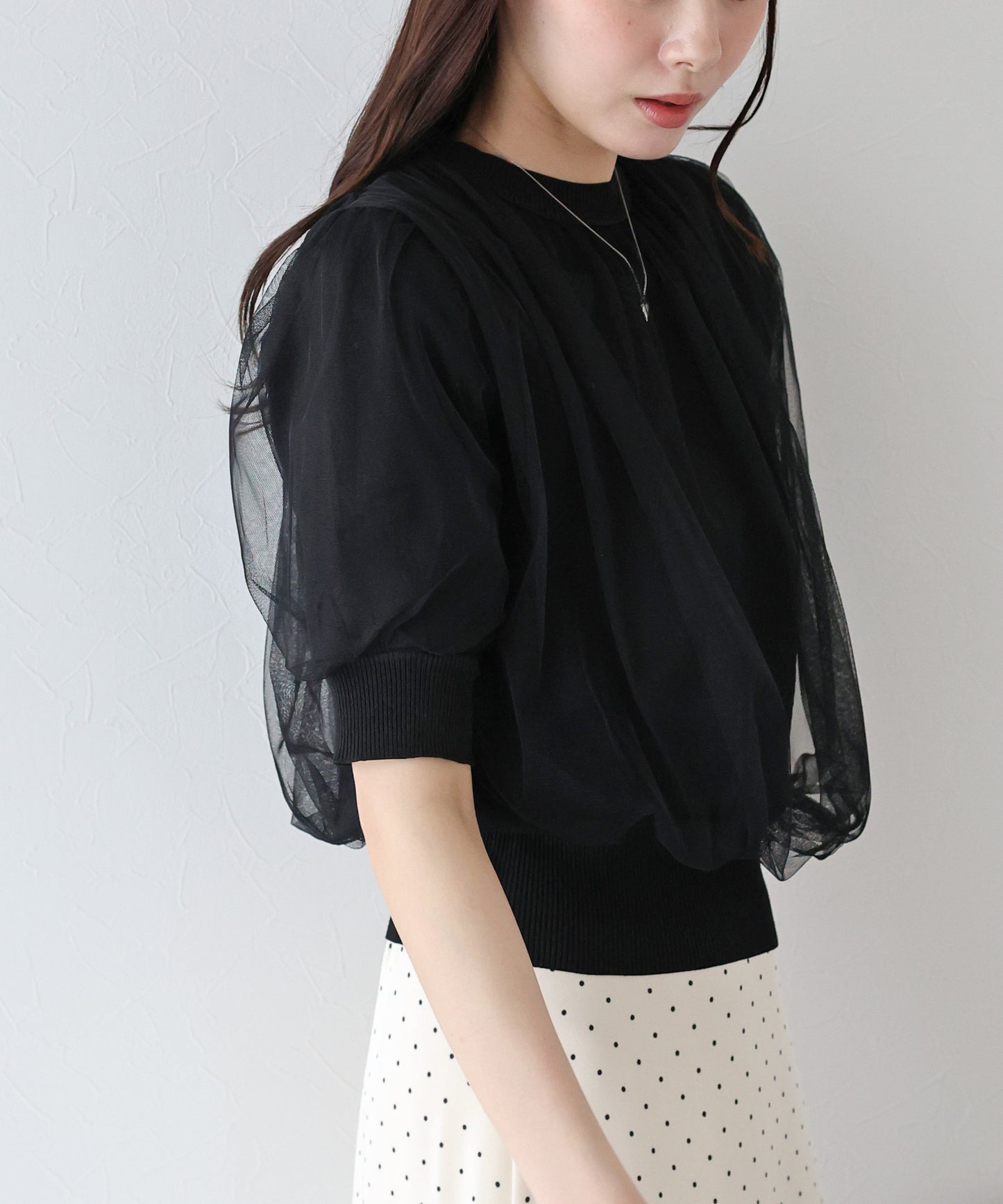 【TIME SALE】チュールレイヤードニット