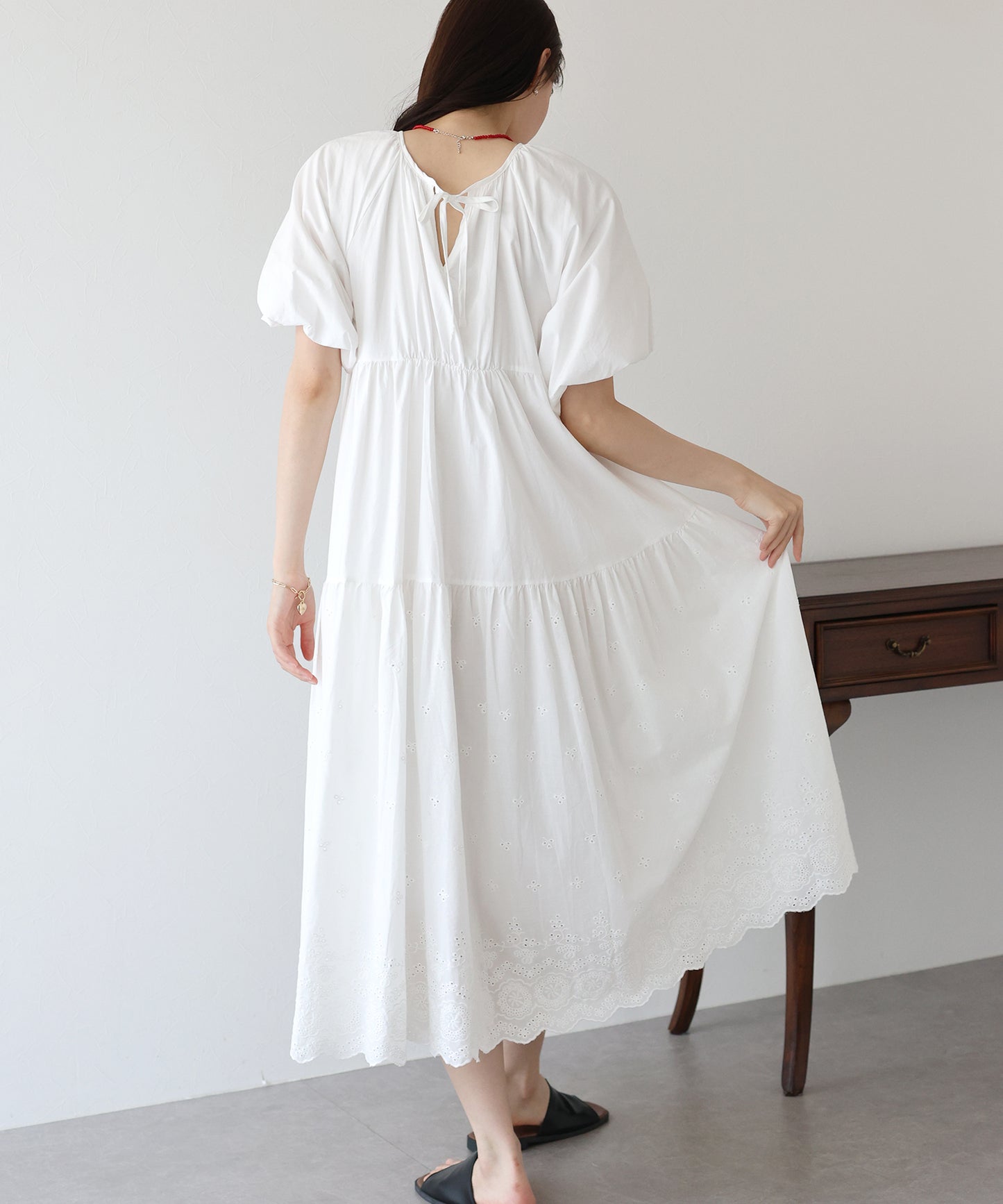 【TIME SALE】バルーン袖コットンレースワンピース