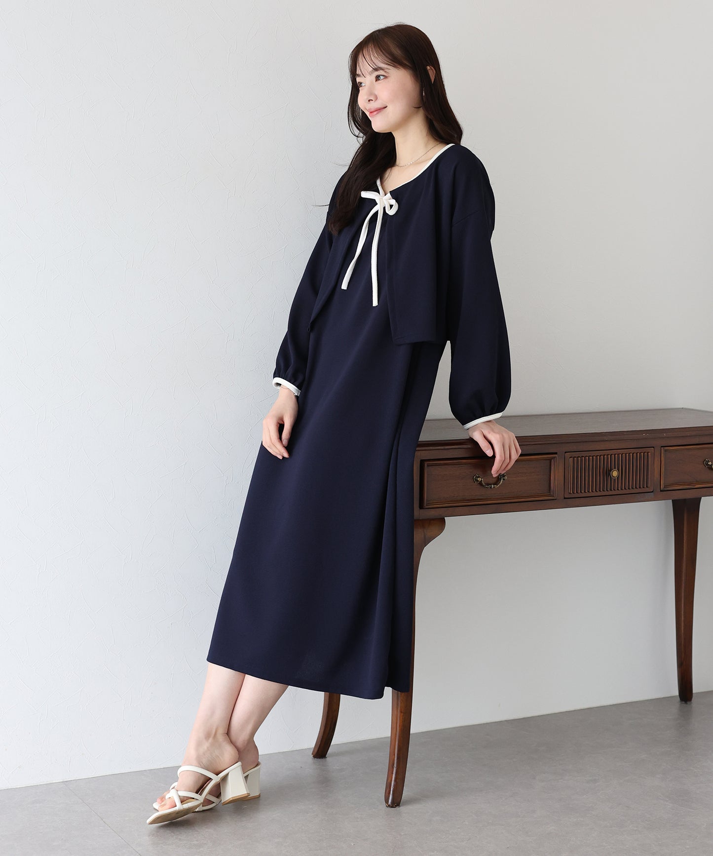 【SALE】配色カーディガン&ワンピースセットアップ