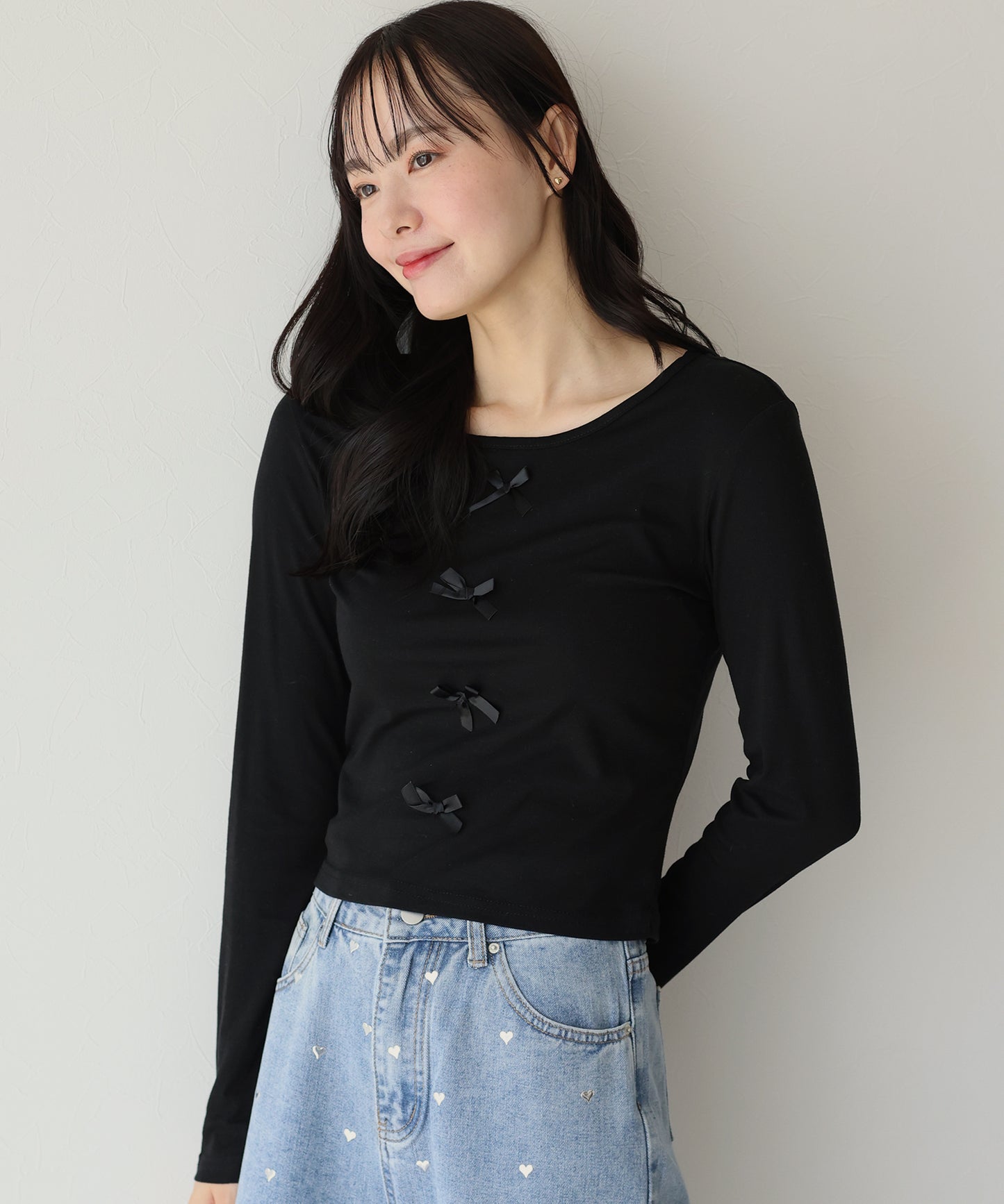 【SALE】リボン付きカットソー【ネコポス】