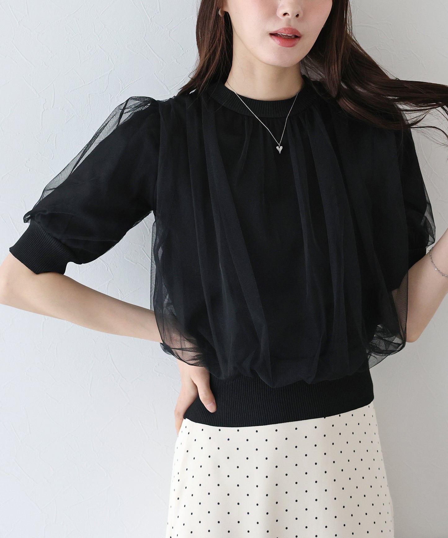 【TIME SALE】チュールレイヤードニット