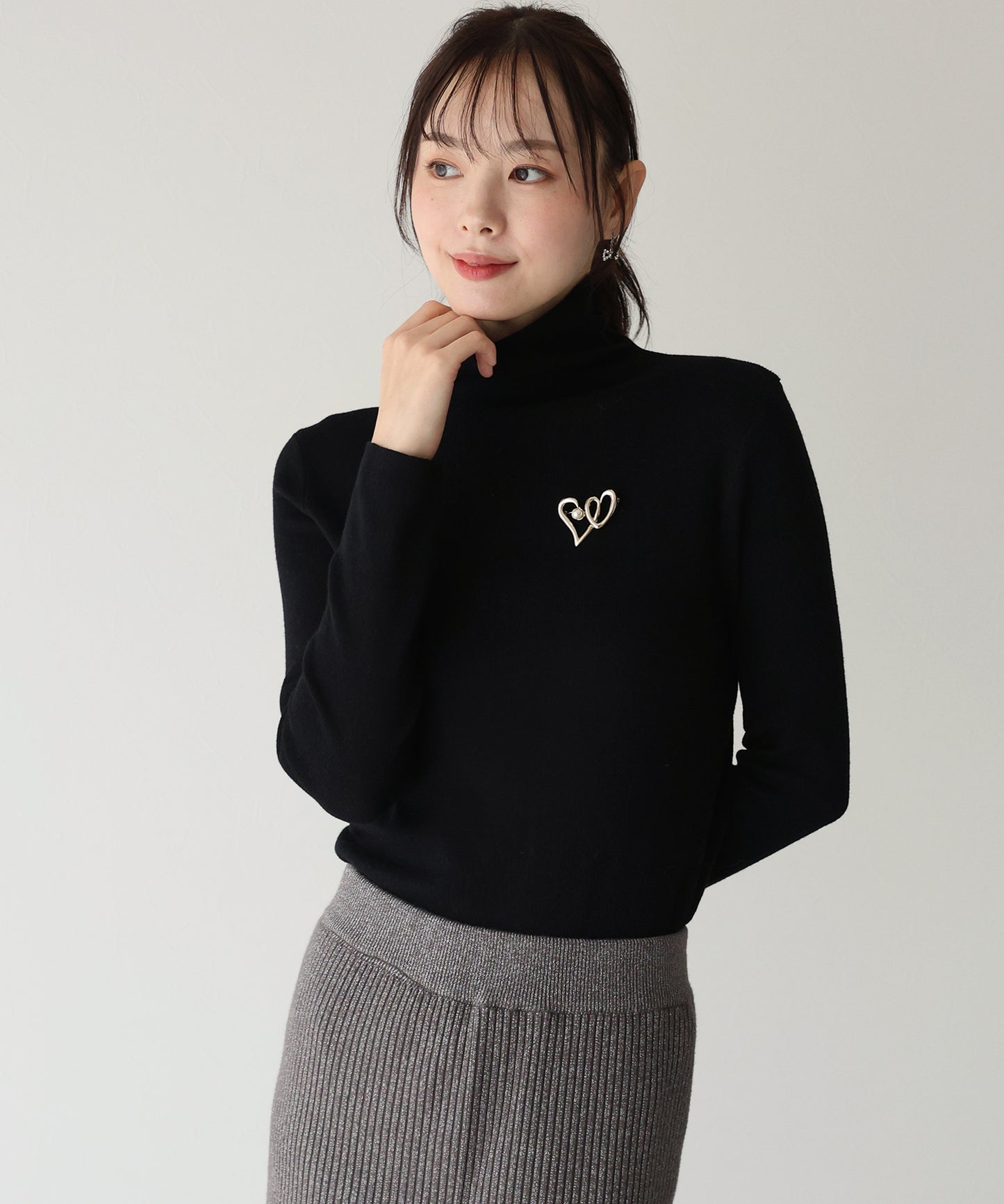 【TIME SALE】ウール混ベーシックタートルニット
