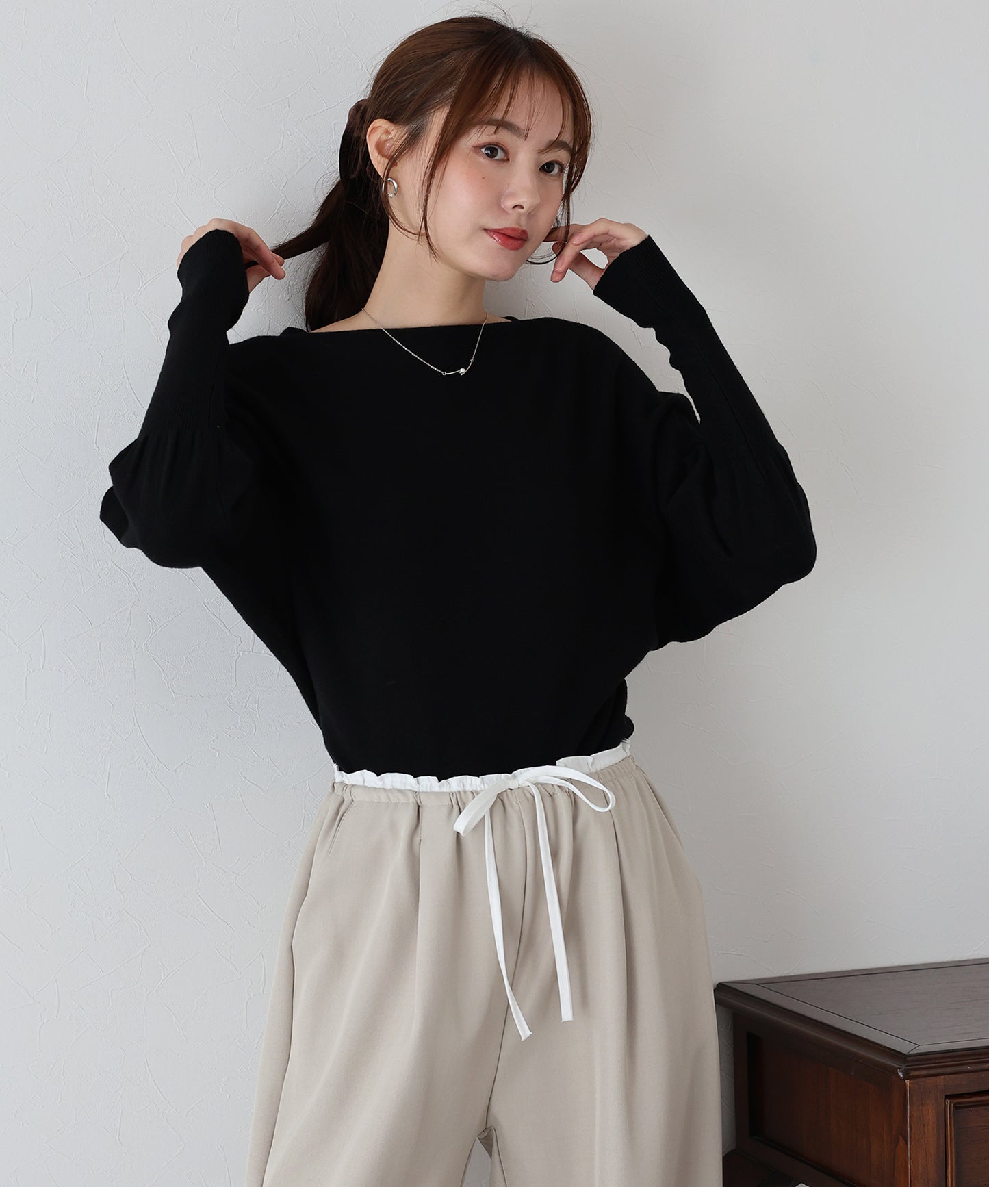 【早割5%OFF】ウール混ボリュームスリーブドルマンニット