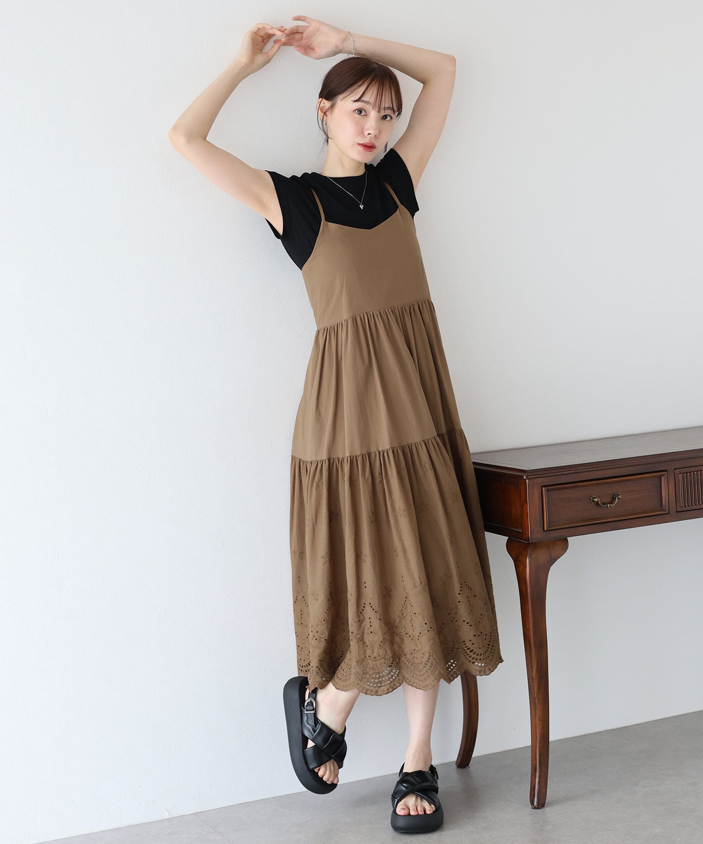 【TIME SALE】選べる丈・コットンレースキャミワンピース