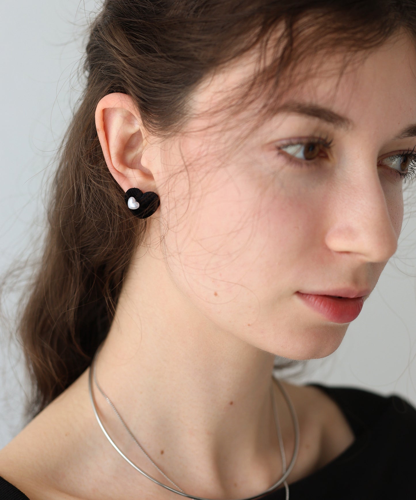 ベロアハートピアス【ネコポス】