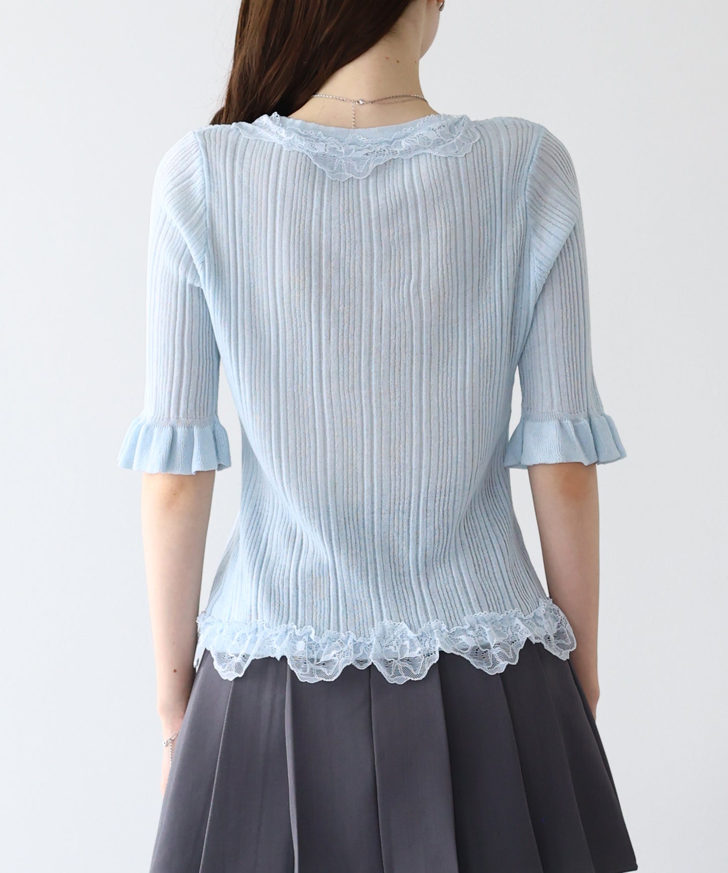 【早割5%OFF】フリルレースシアーカーディガン【メール便】