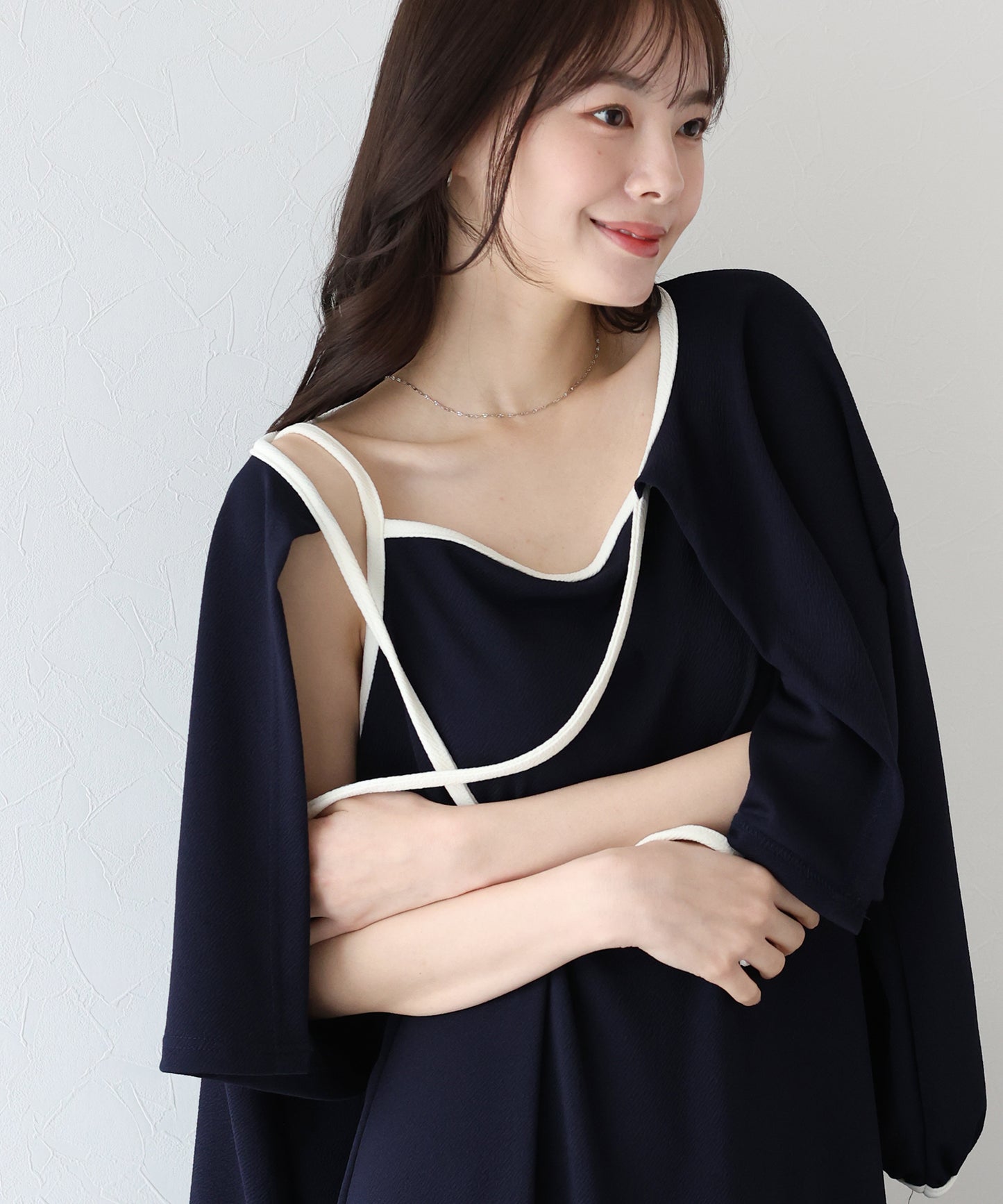 【SALE】配色カーディガン&ワンピースセットアップ