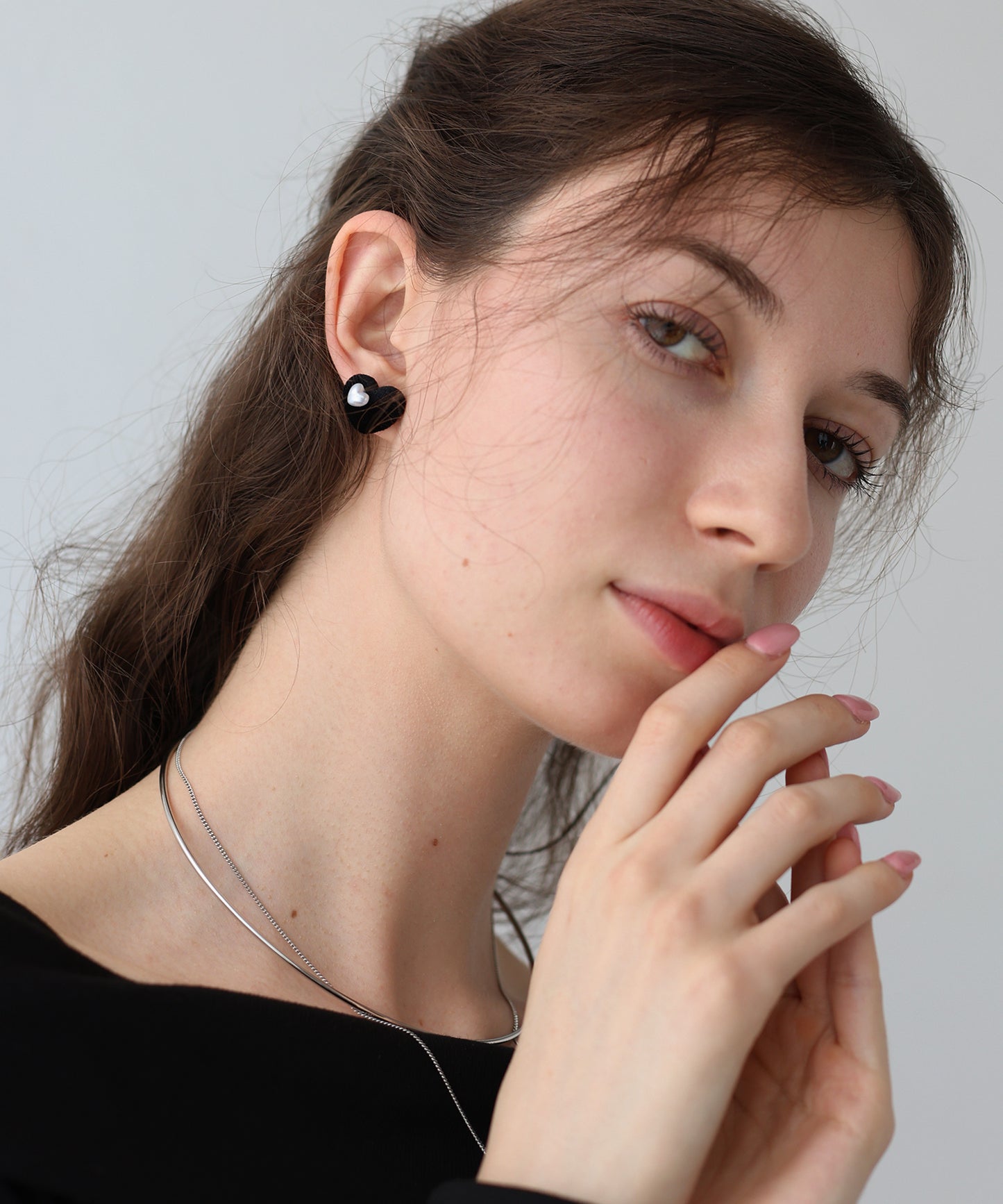 ベロアハートピアス【ネコポス】