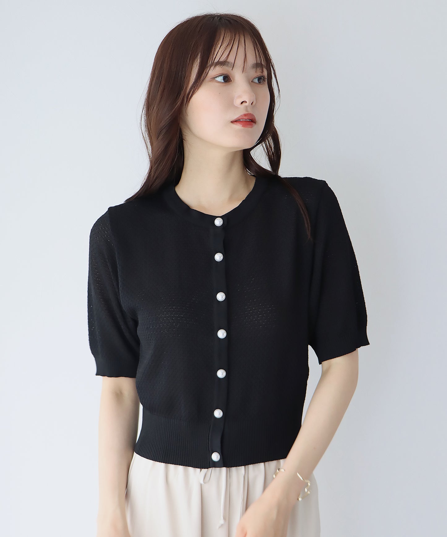 【TIME SALE】ぽこぽこ編みパールボタンカーディガン