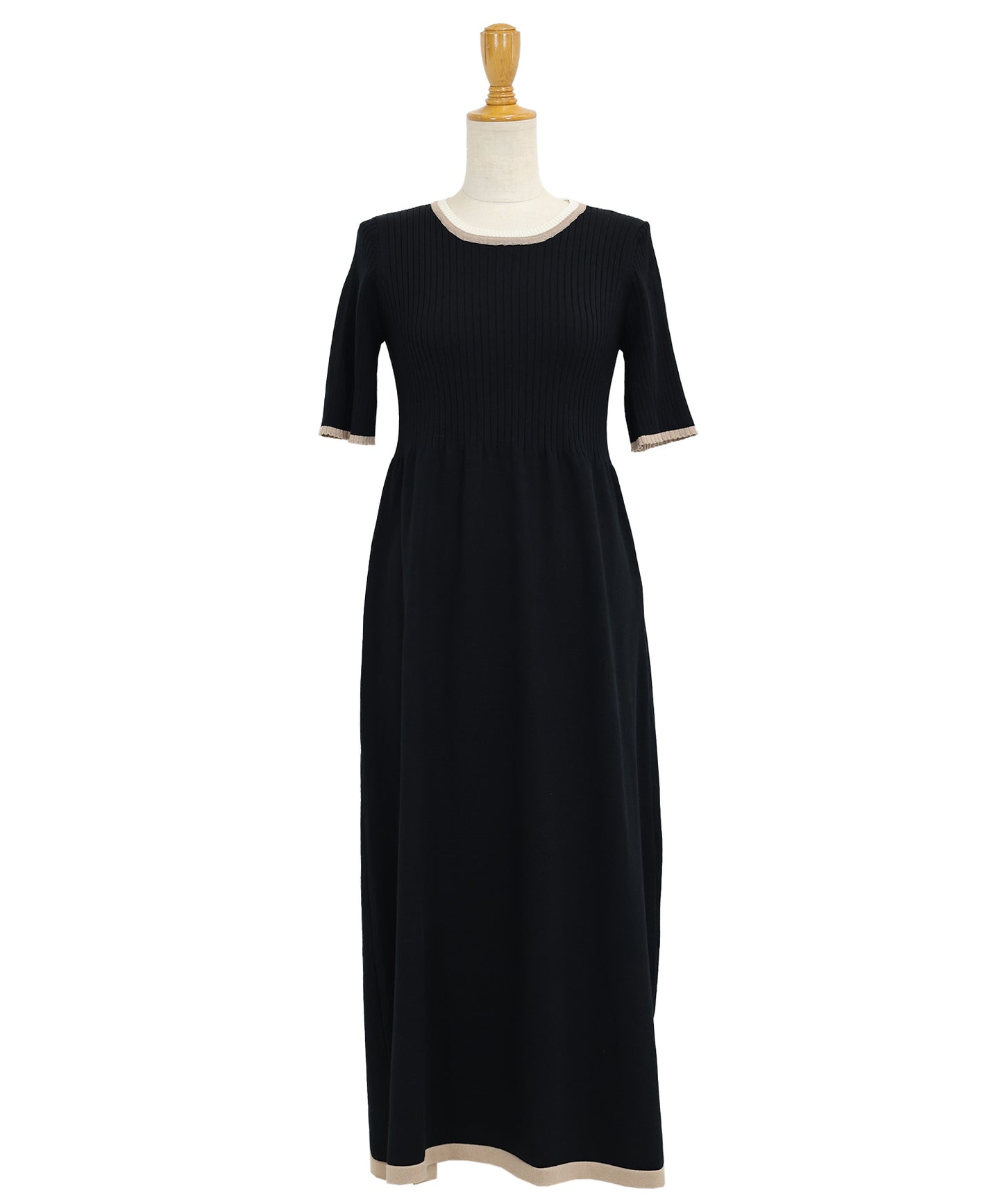 【SALE】バイカラーネックニットワンピース