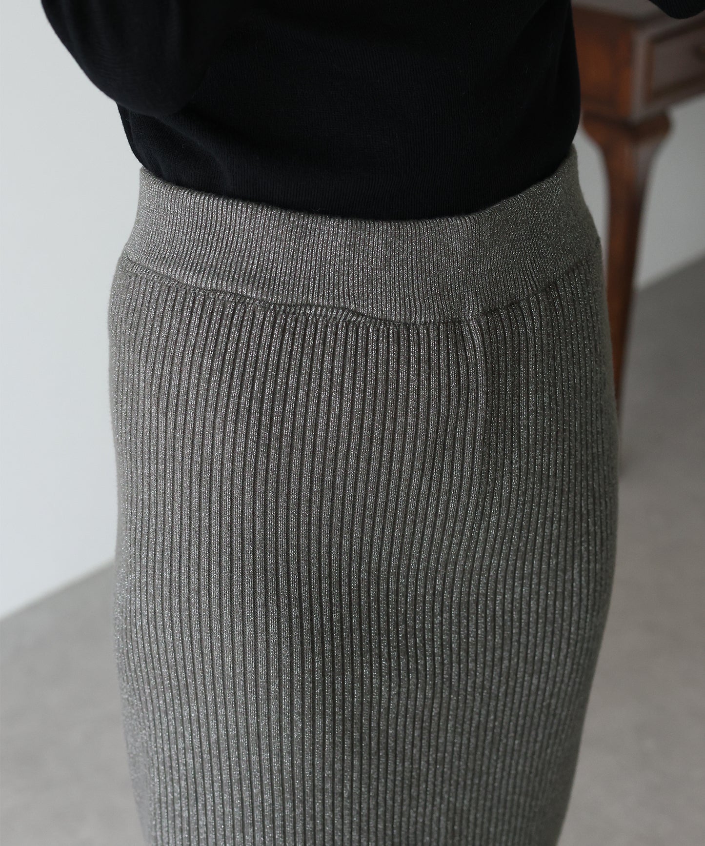 【SALE】ラメニットフリンジスカート