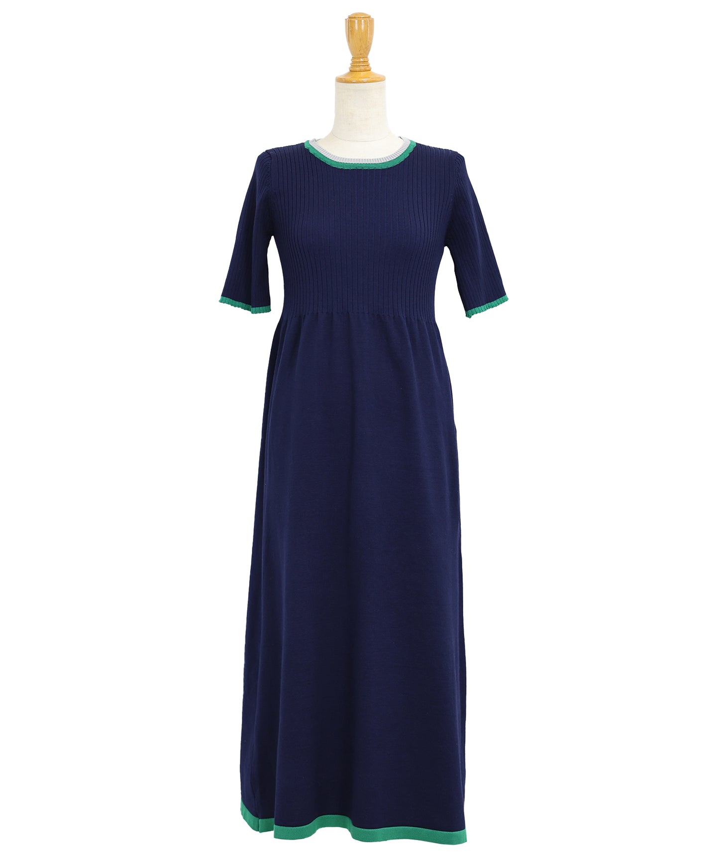 【SALE】バイカラーネックニットワンピース