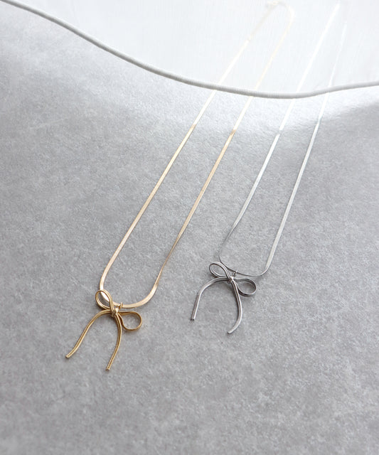 リボンスネークチェーンネックレス【ネコポス】