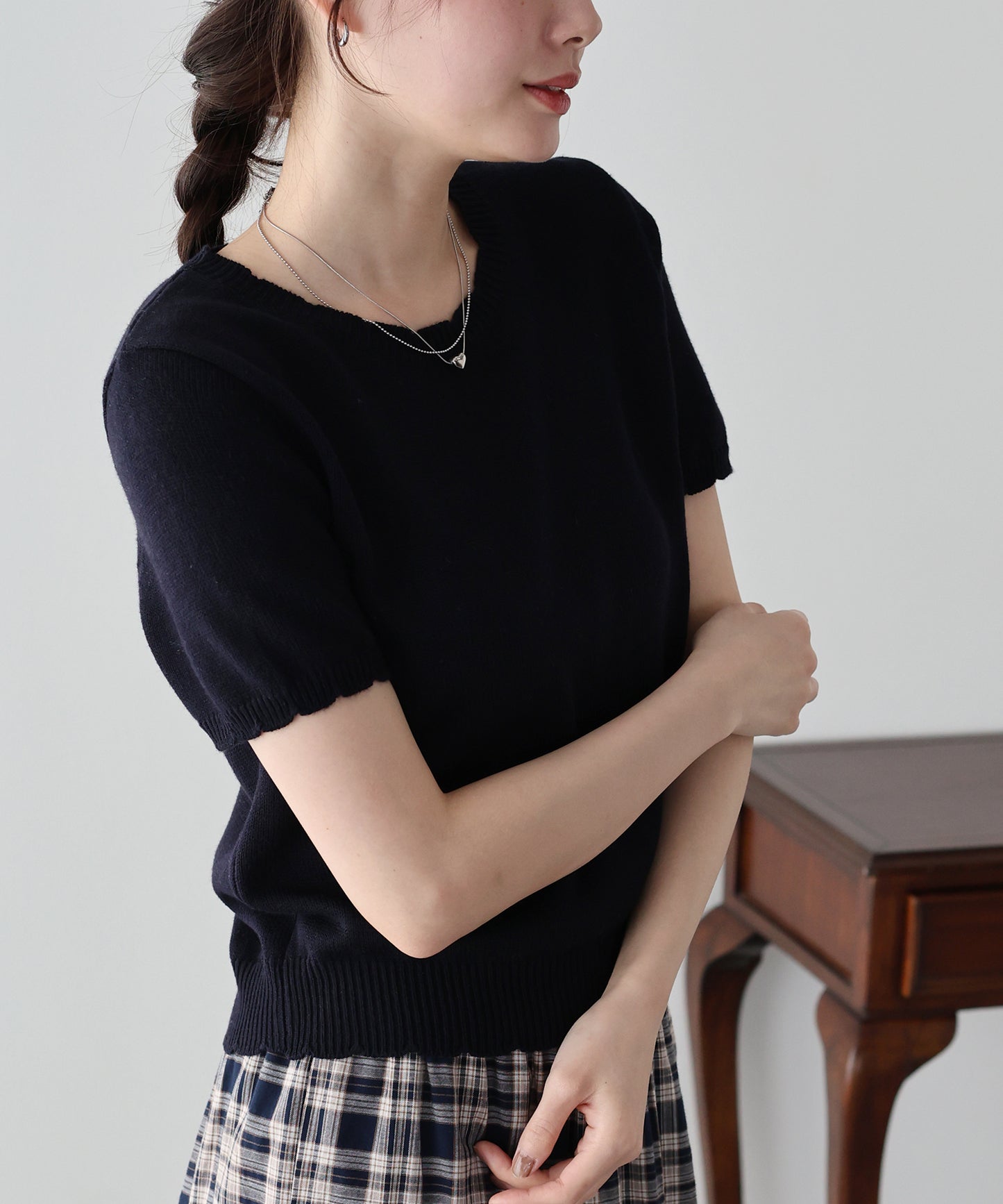 【早割5%OFF】スカラップパフスリーブニット