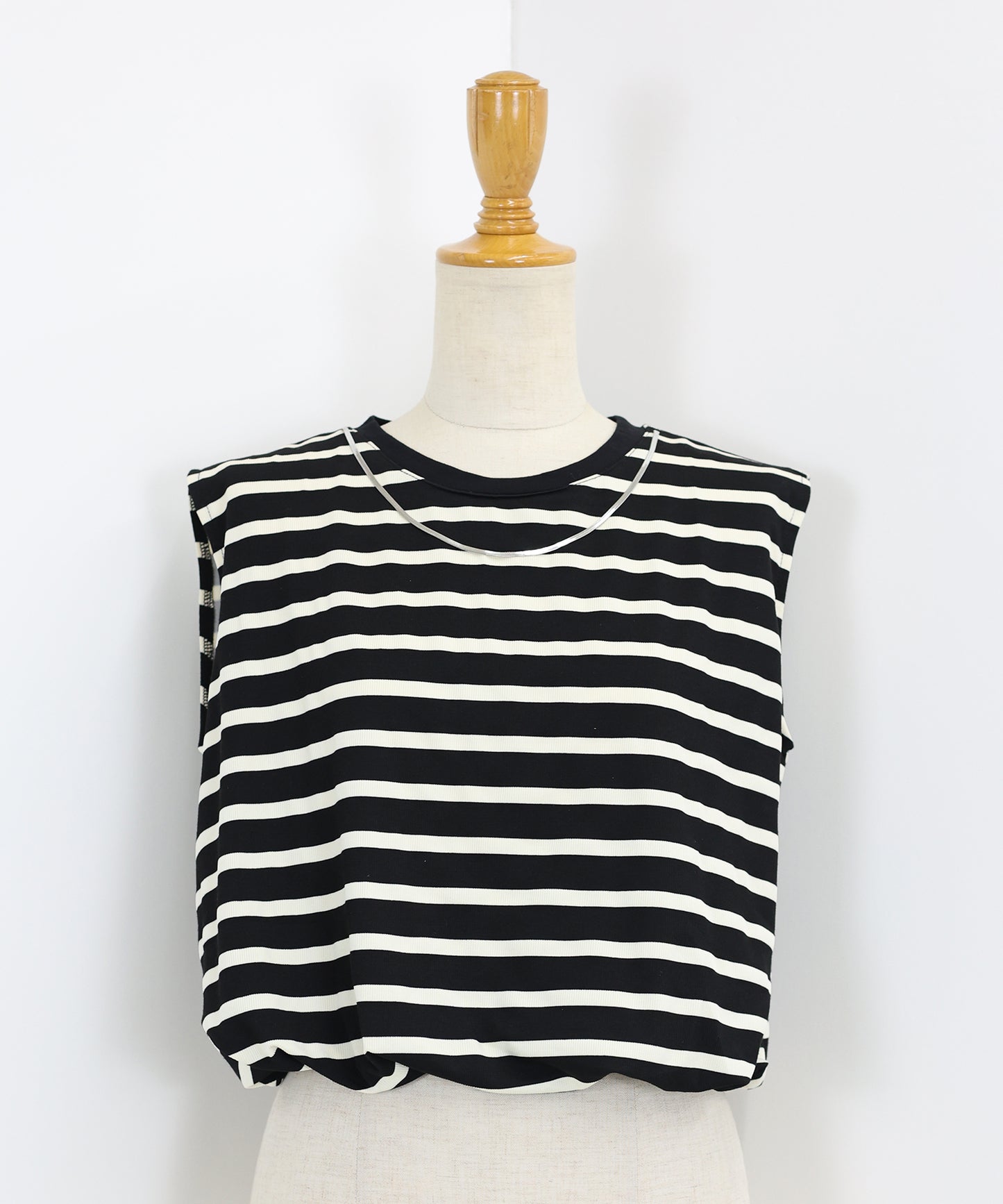 【SALE】チェーン付きボーダーノースリカットソー【ネコポス】