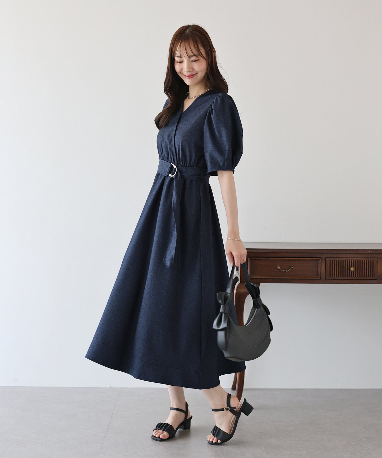 【SALE】デニムライクカシュクールワンピース