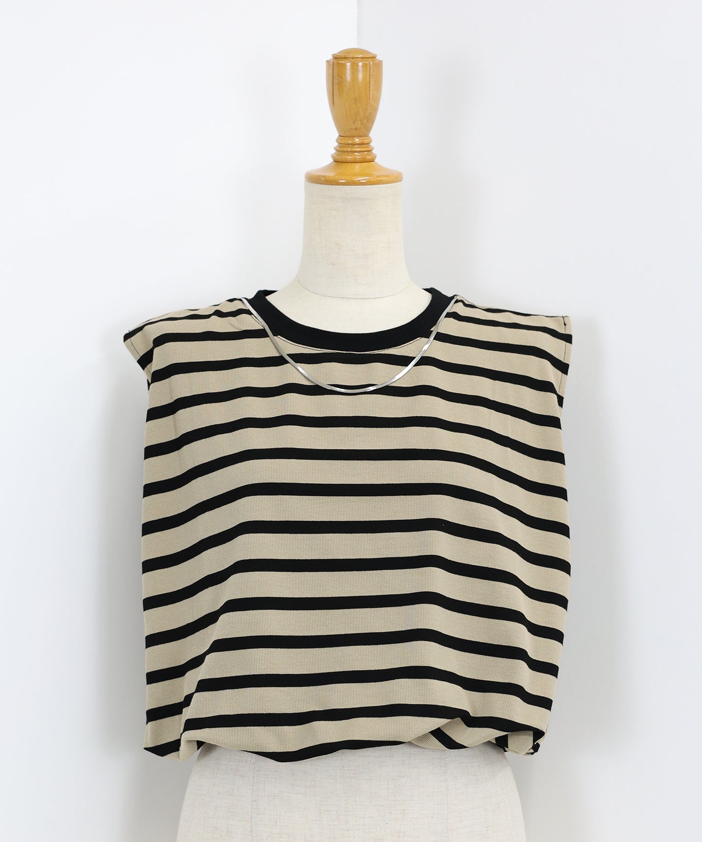 【SALE】チェーン付きボーダーノースリカットソー【ネコポス】