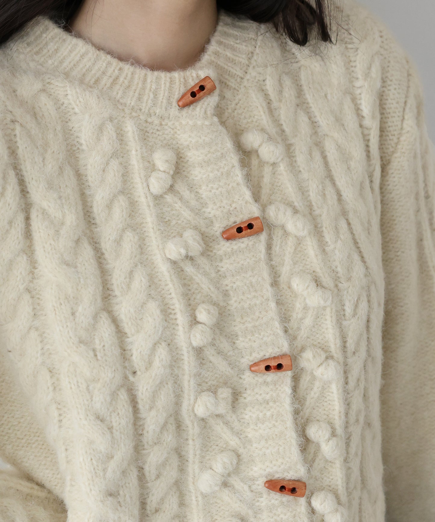 ポップコーンケーブルニットカーディガン