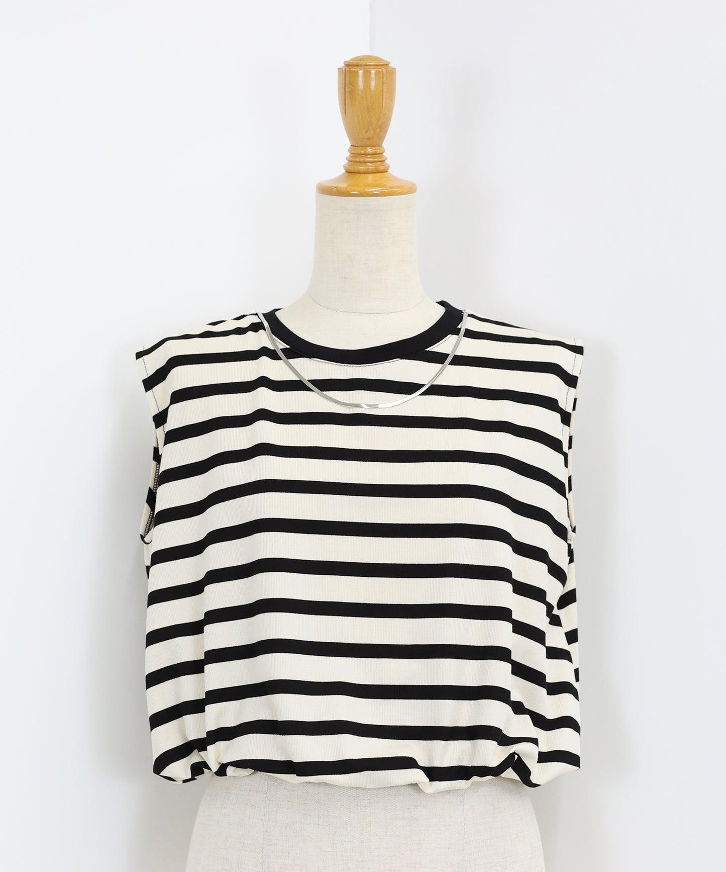 【SALE】チェーン付きボーダーノースリカットソー【ネコポス】