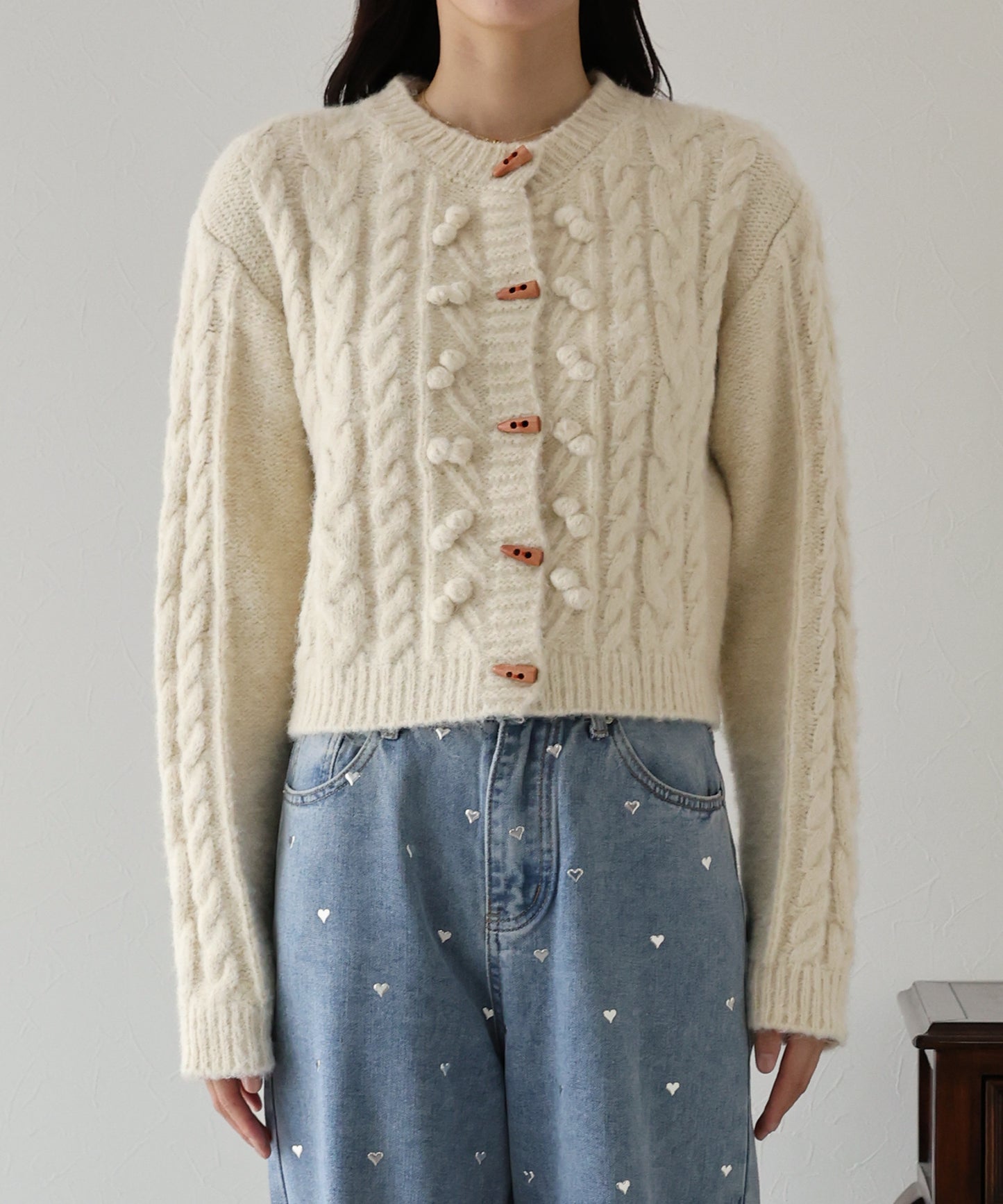 ポップコーンケーブルニットカーディガン