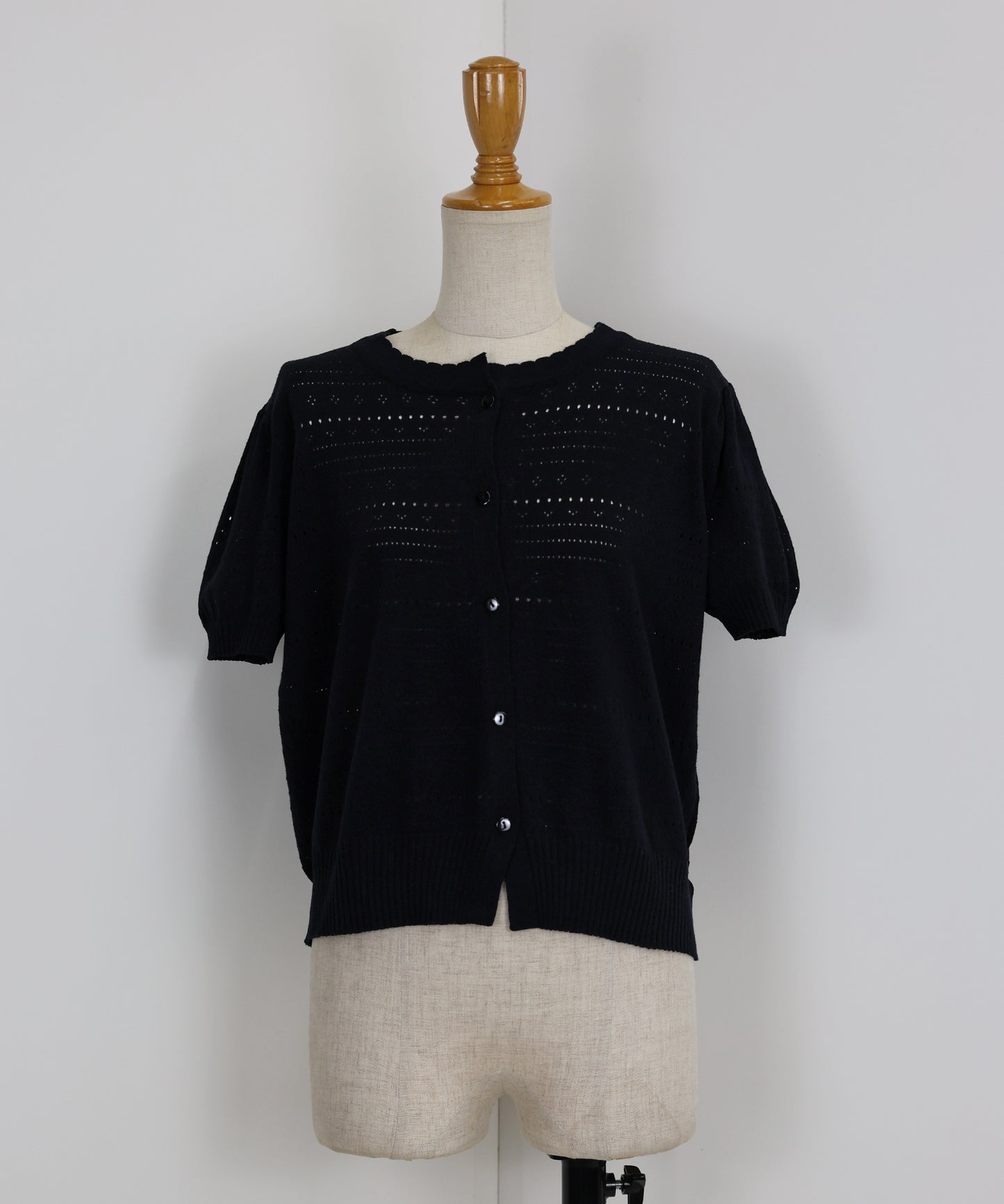 【SALE】透かし編み半袖ニットカーディガン【ネコポス】