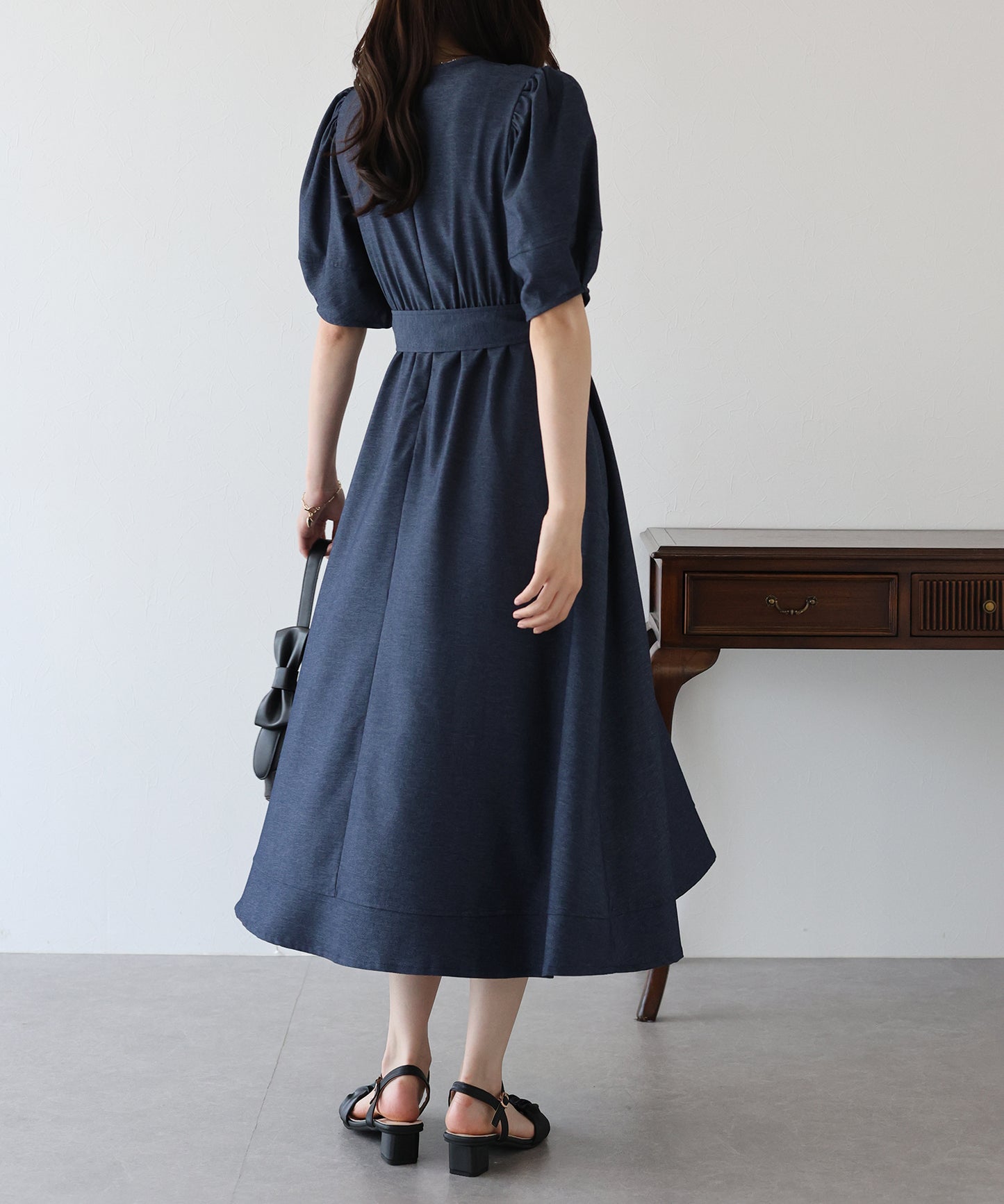 【SALE】デニムライクカシュクールワンピース