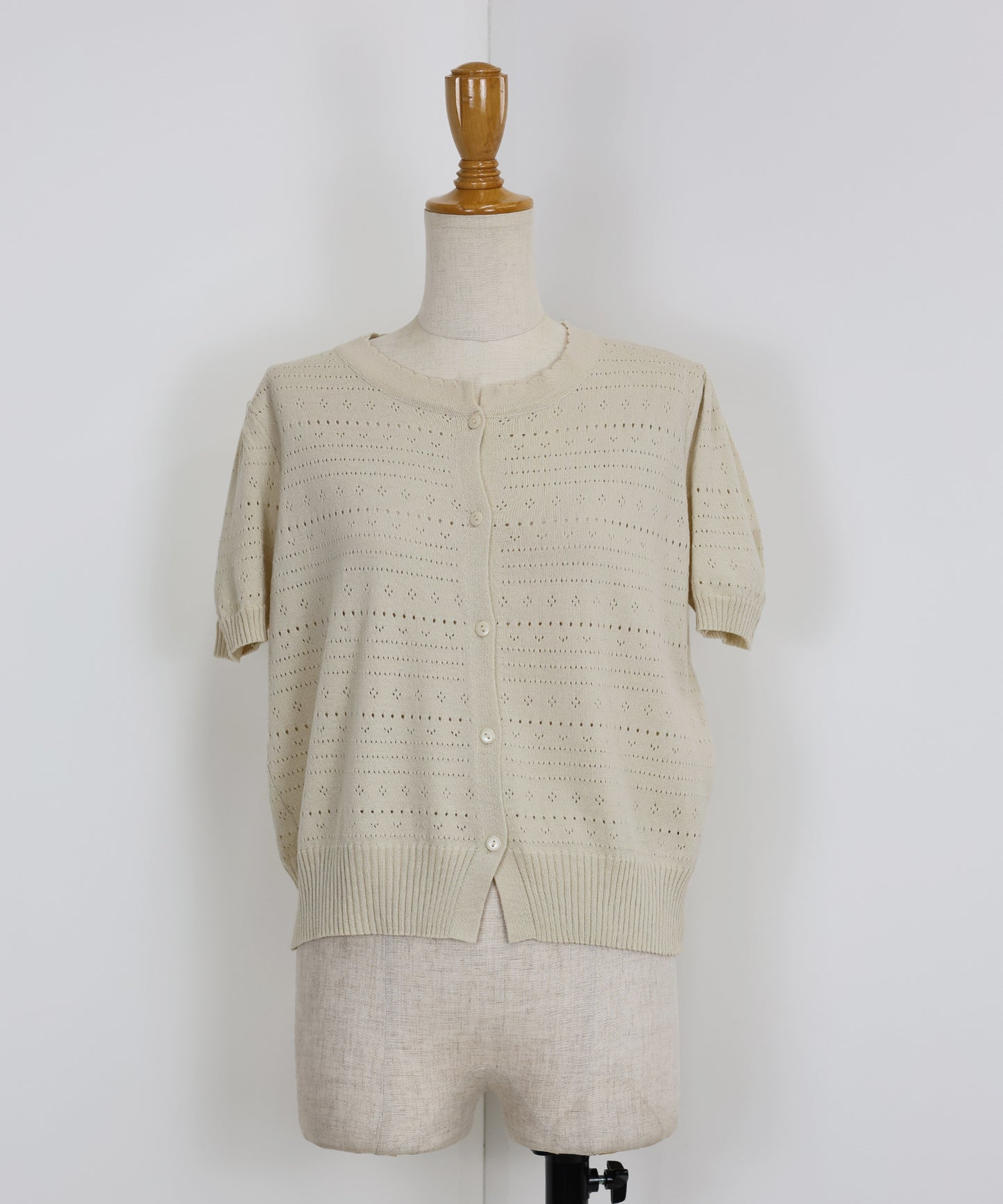 【SALE】透かし編み半袖ニットカーディガン【ネコポス】