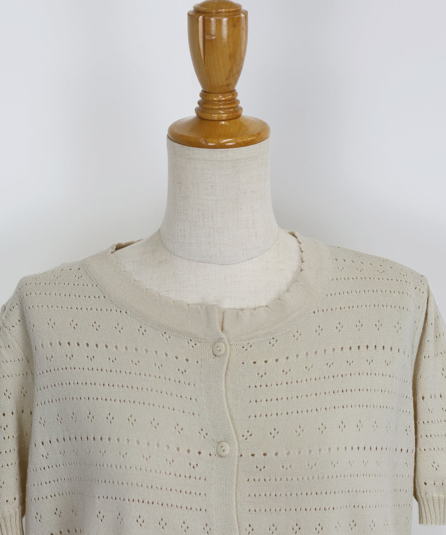 【SALE】透かし編み半袖ニットカーディガン【ネコポス】