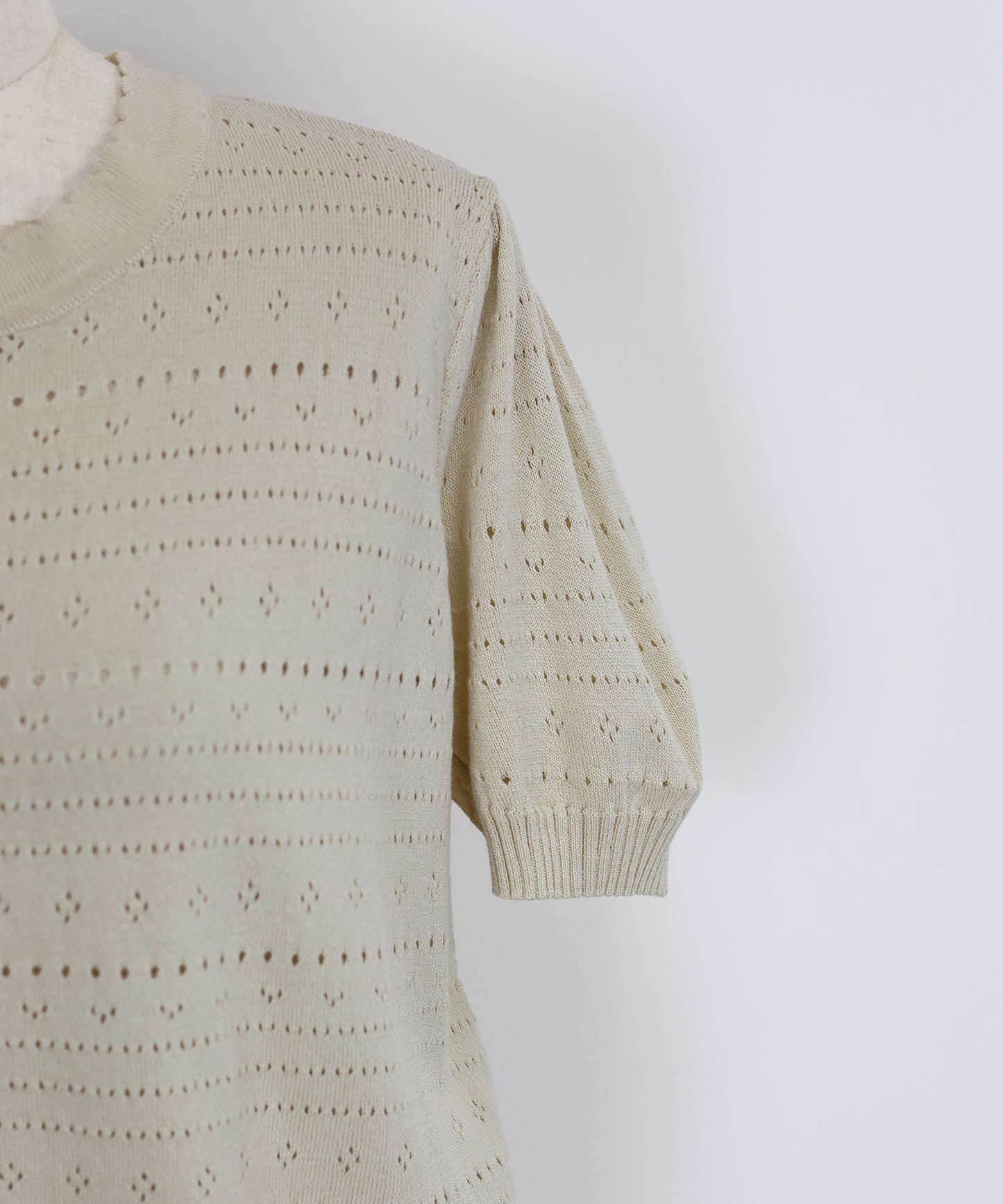 【SALE】透かし編み半袖ニットカーディガン【ネコポス】