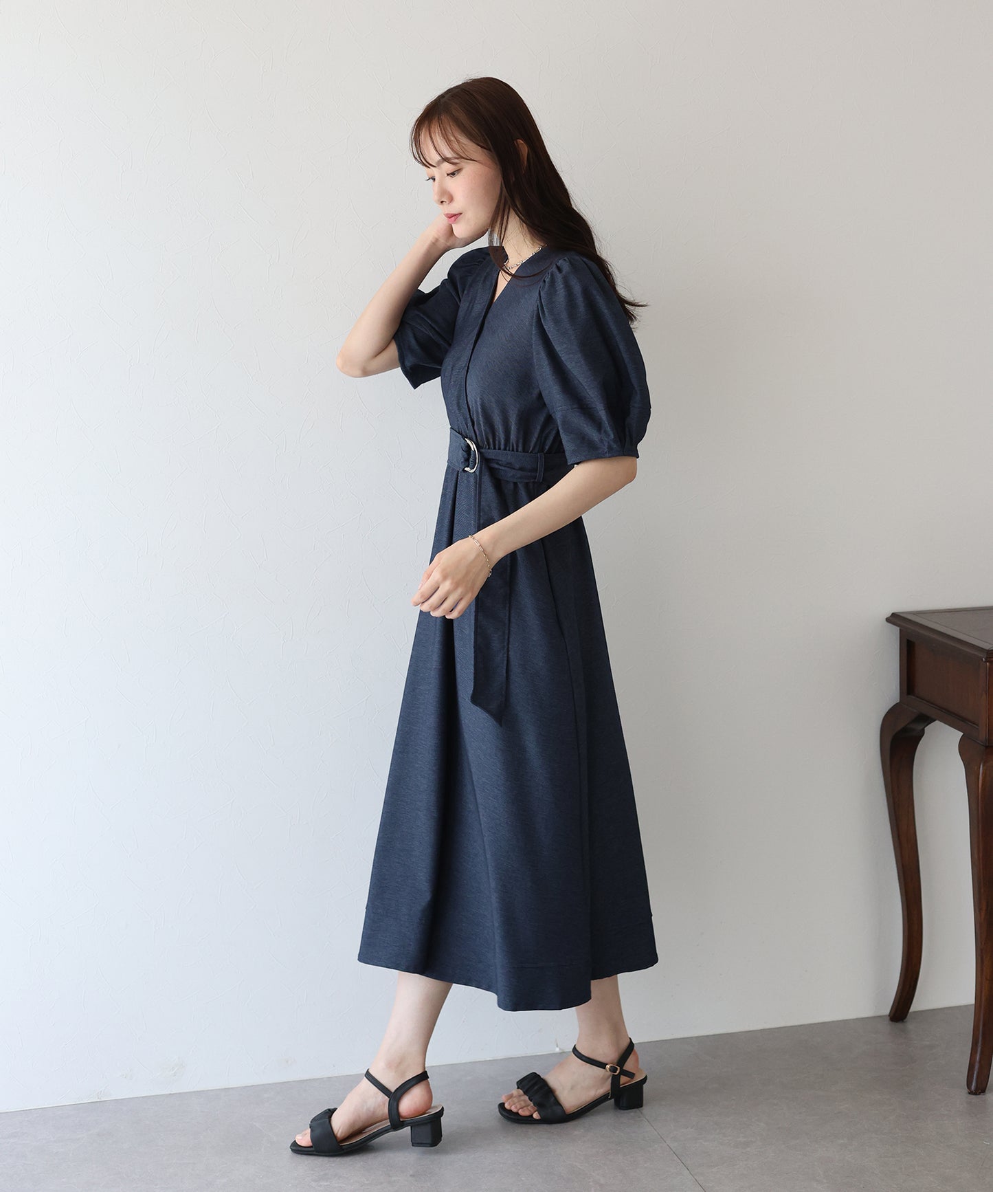 【SALE】デニムライクカシュクールワンピース