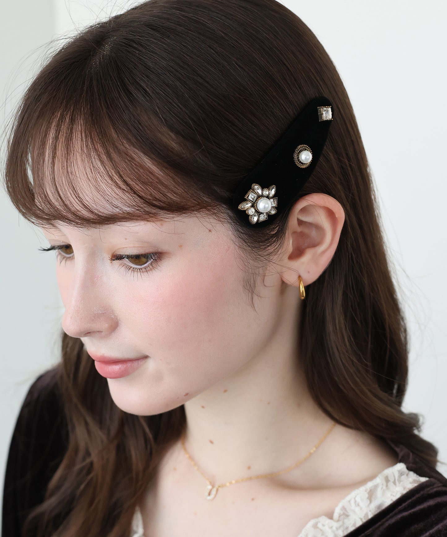 ベロアビジューヘアピン【メール便】
