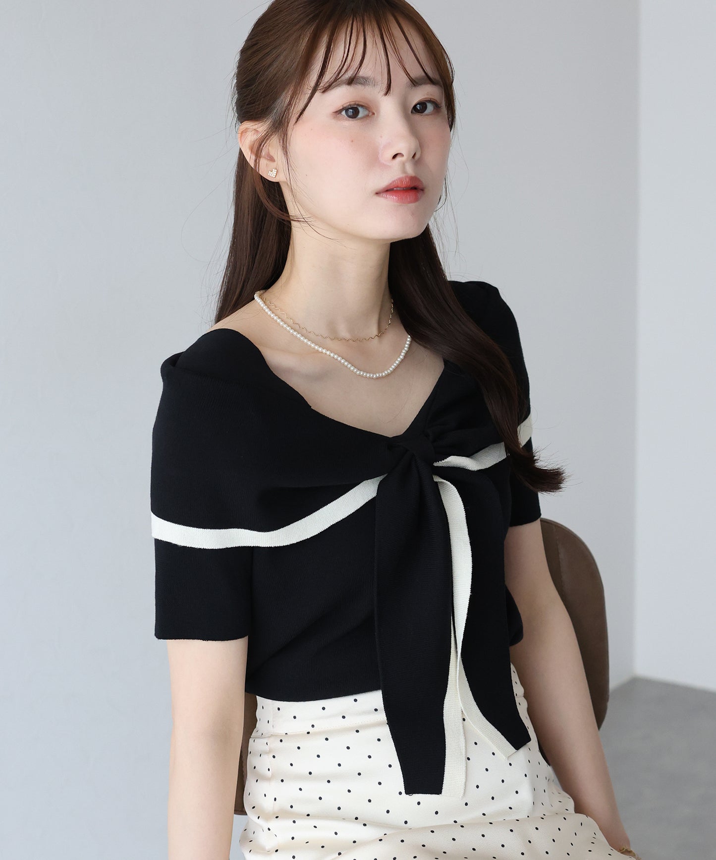 【TIME SALE】配色オフショルニット