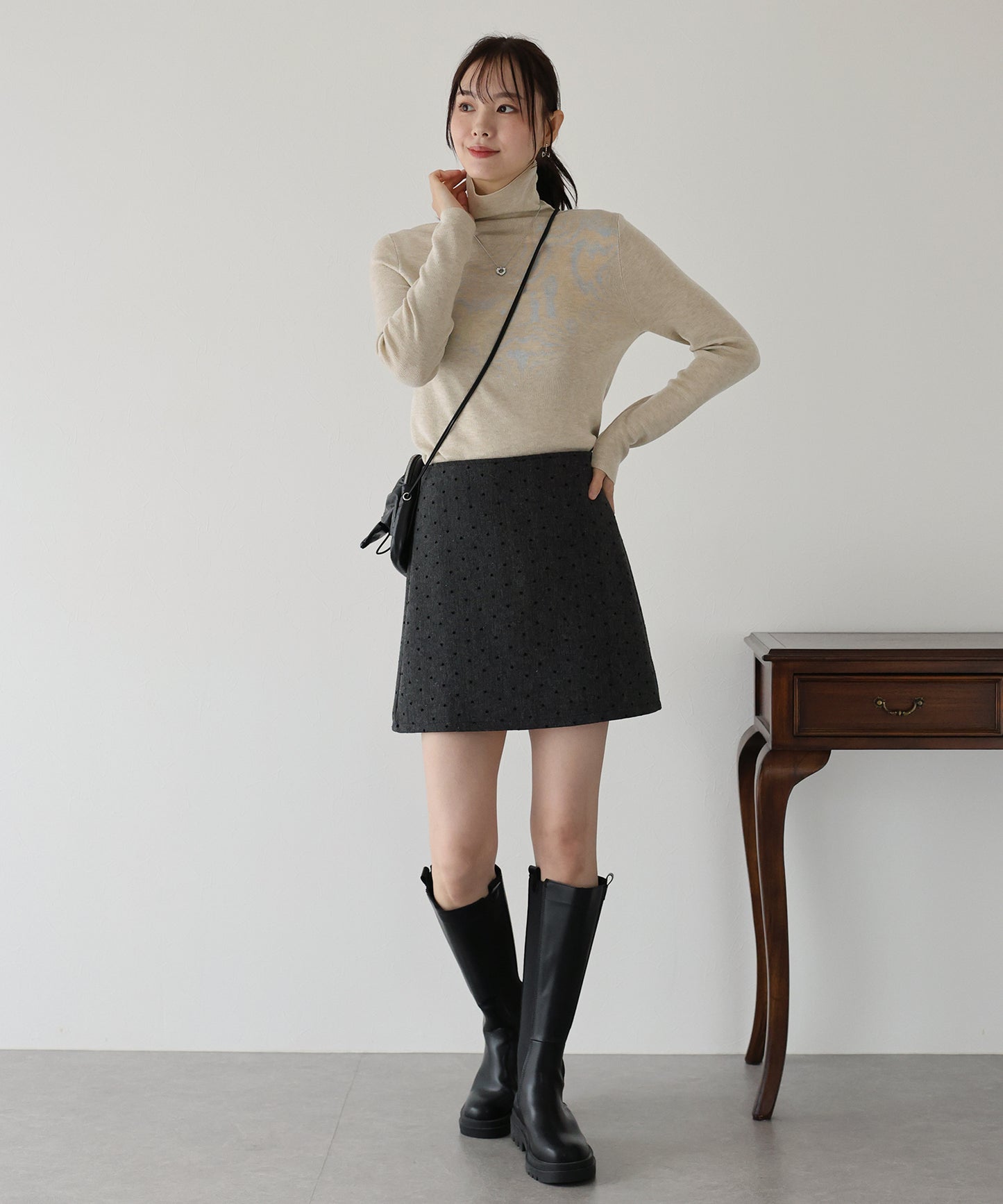 【TIME SALE】ウール混ベーシックタートルニット