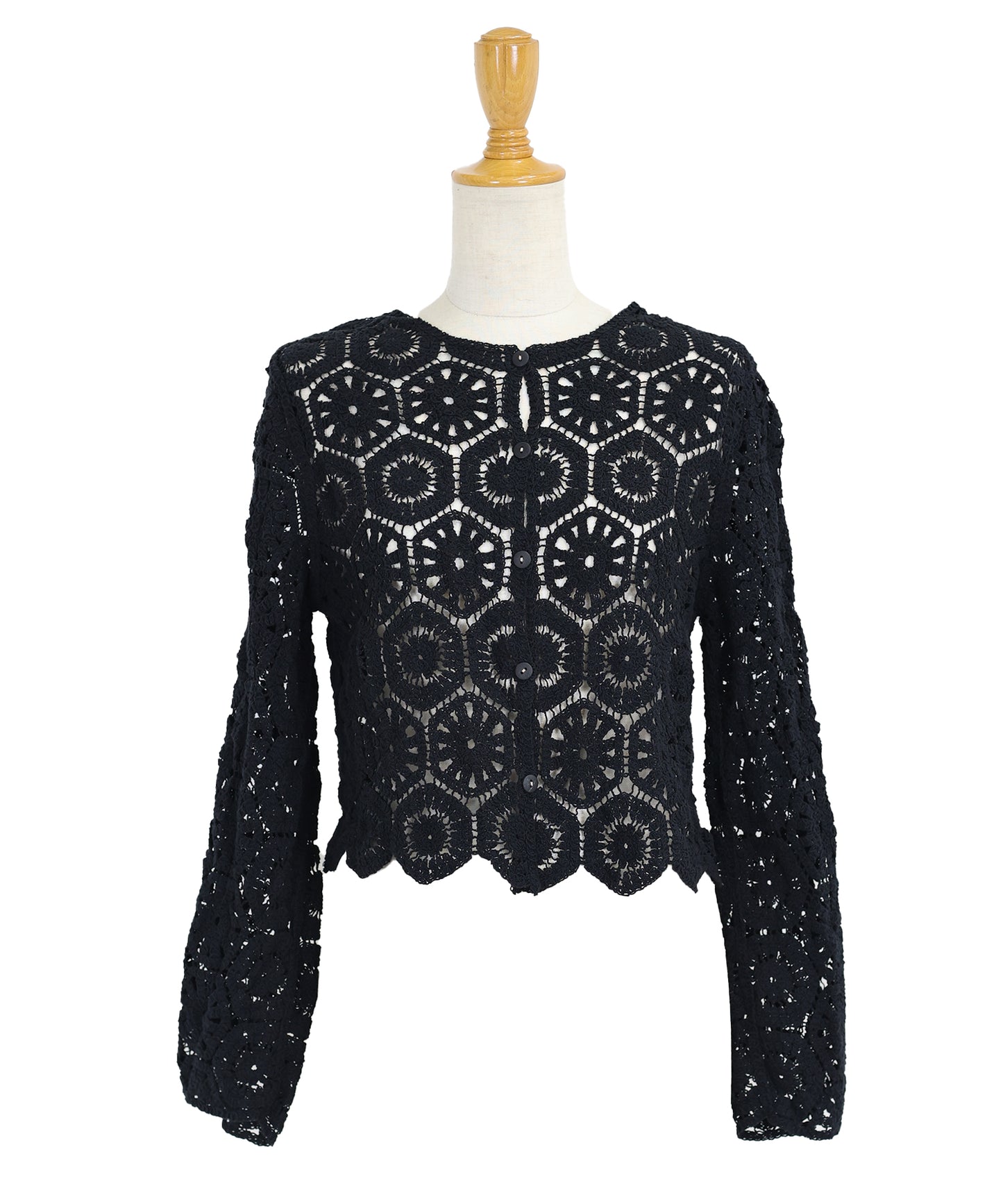 【SALE】透かし編み風モチーフレースカーディガン