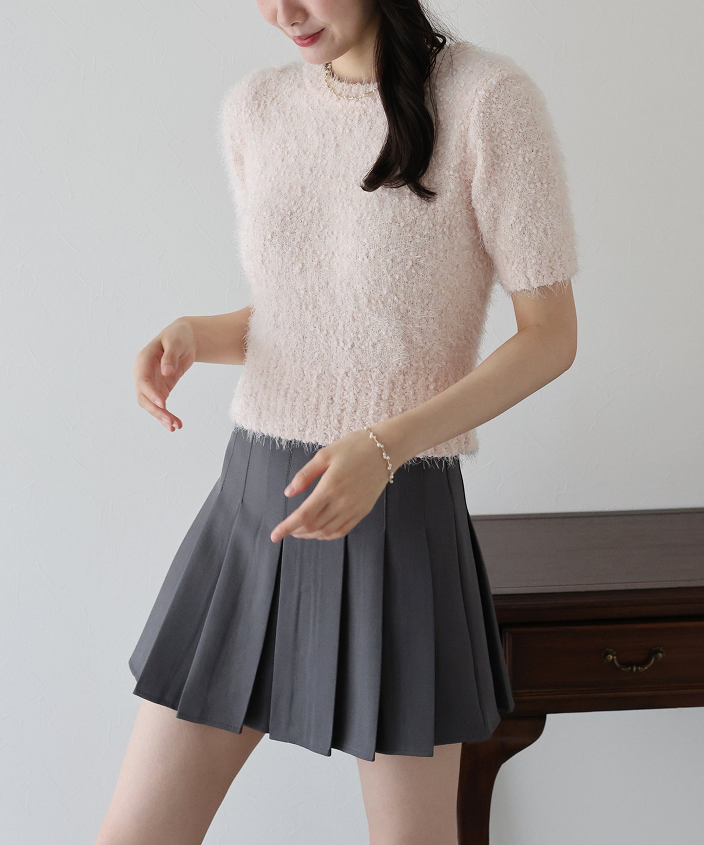 【早割5%OFF】ぽこぽこシャギー半袖ニット