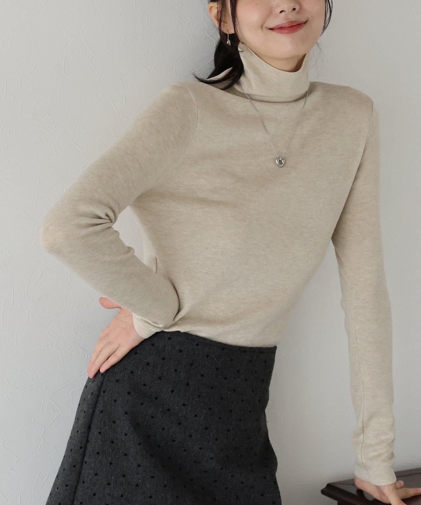 【TIME SALE】ウール混ベーシックタートルニット