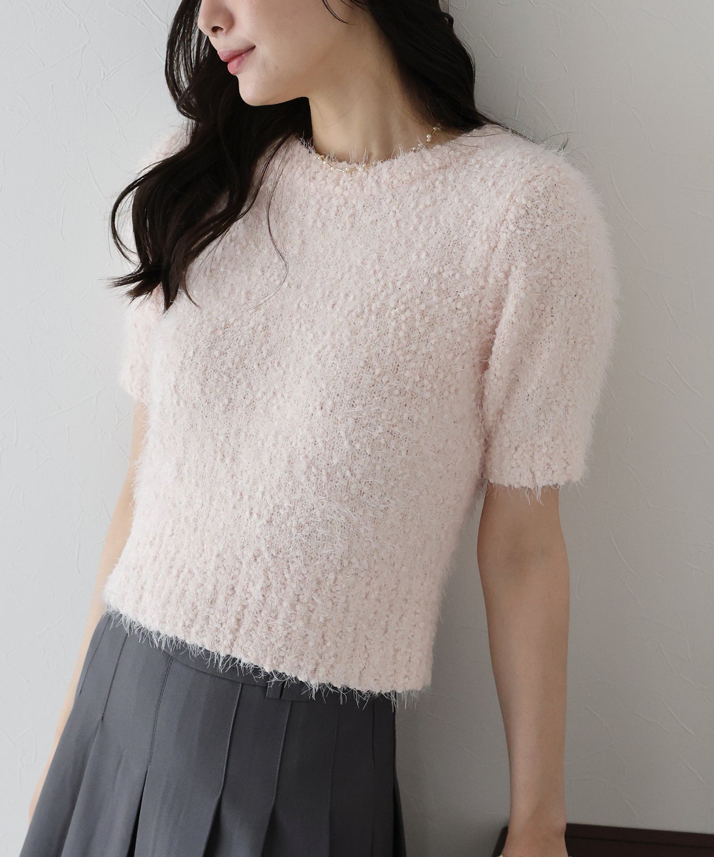 【早割5%OFF】ぽこぽこシャギー半袖ニット