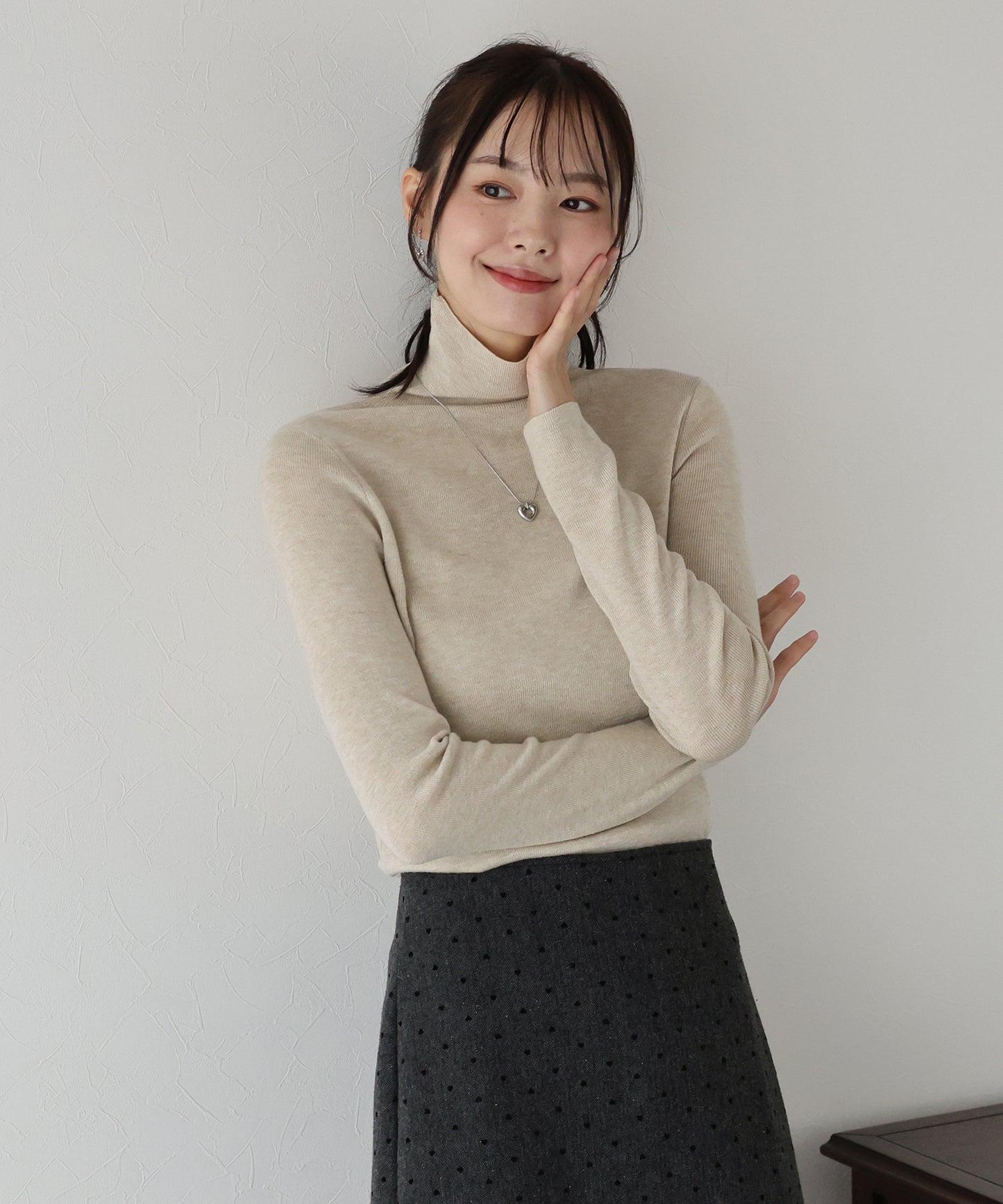 【TIME SALE】ウール混ベーシックタートルニット