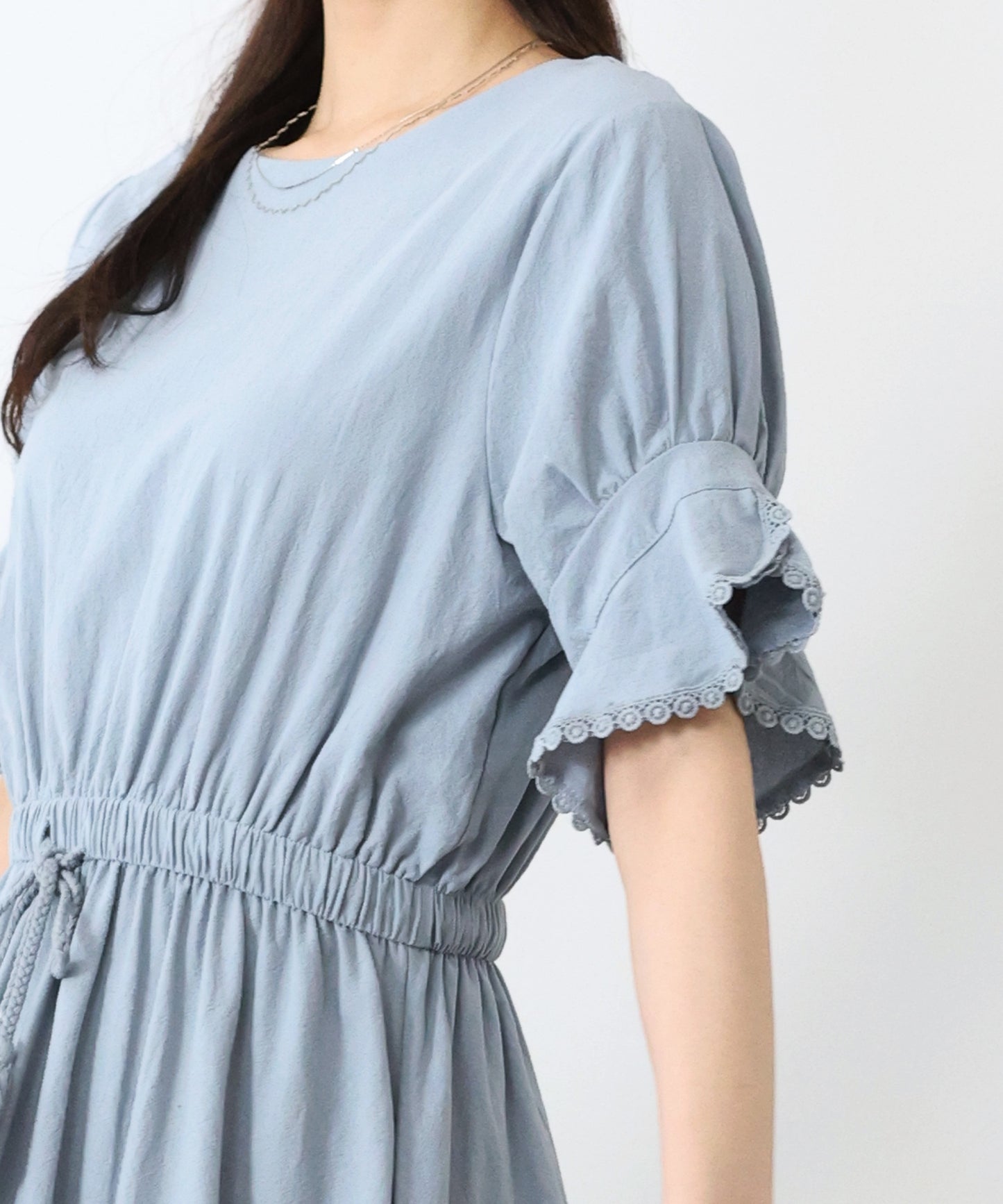 【SALE】袖レースドロストワンピース
