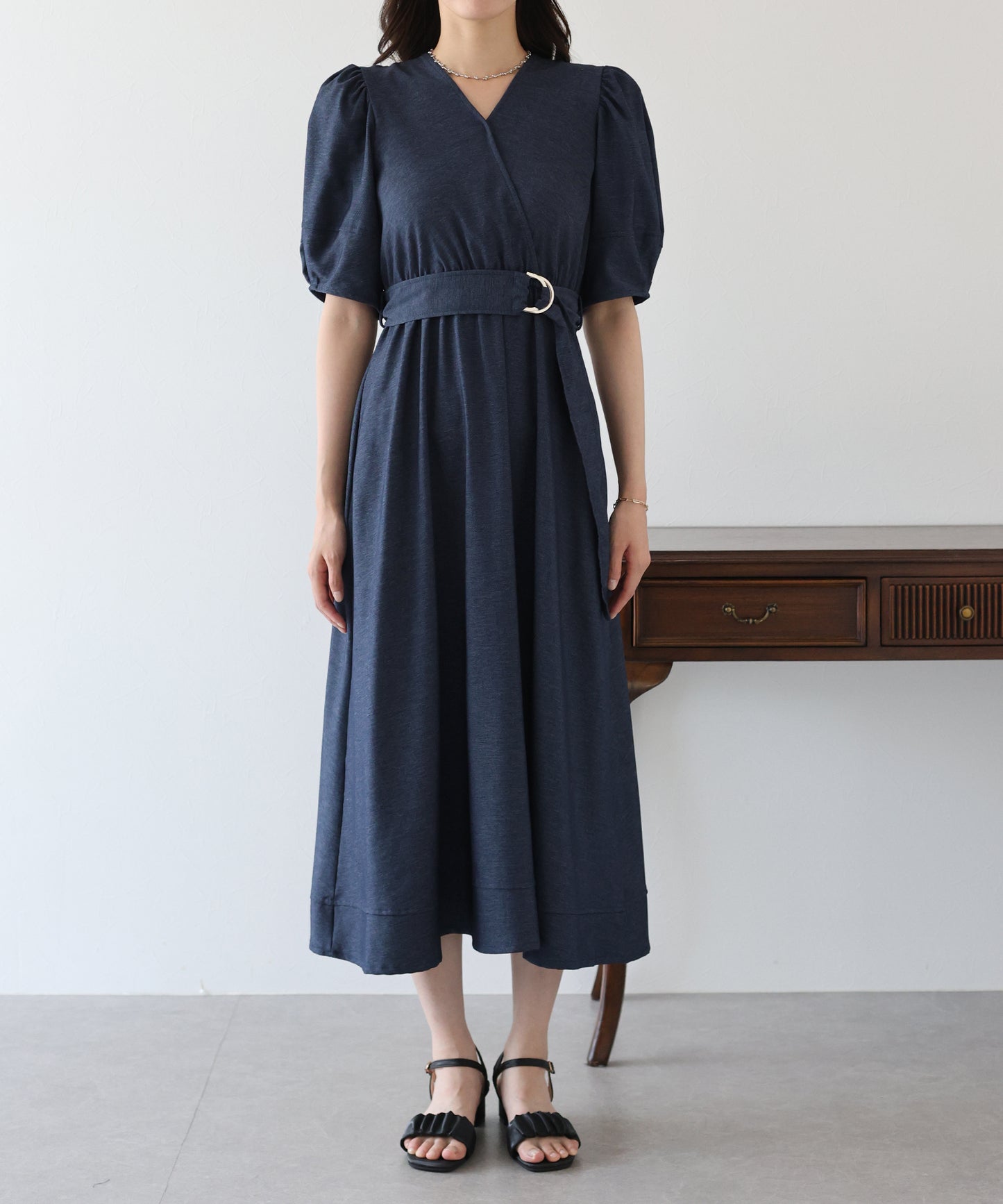 【SALE】デニムライクカシュクールワンピース