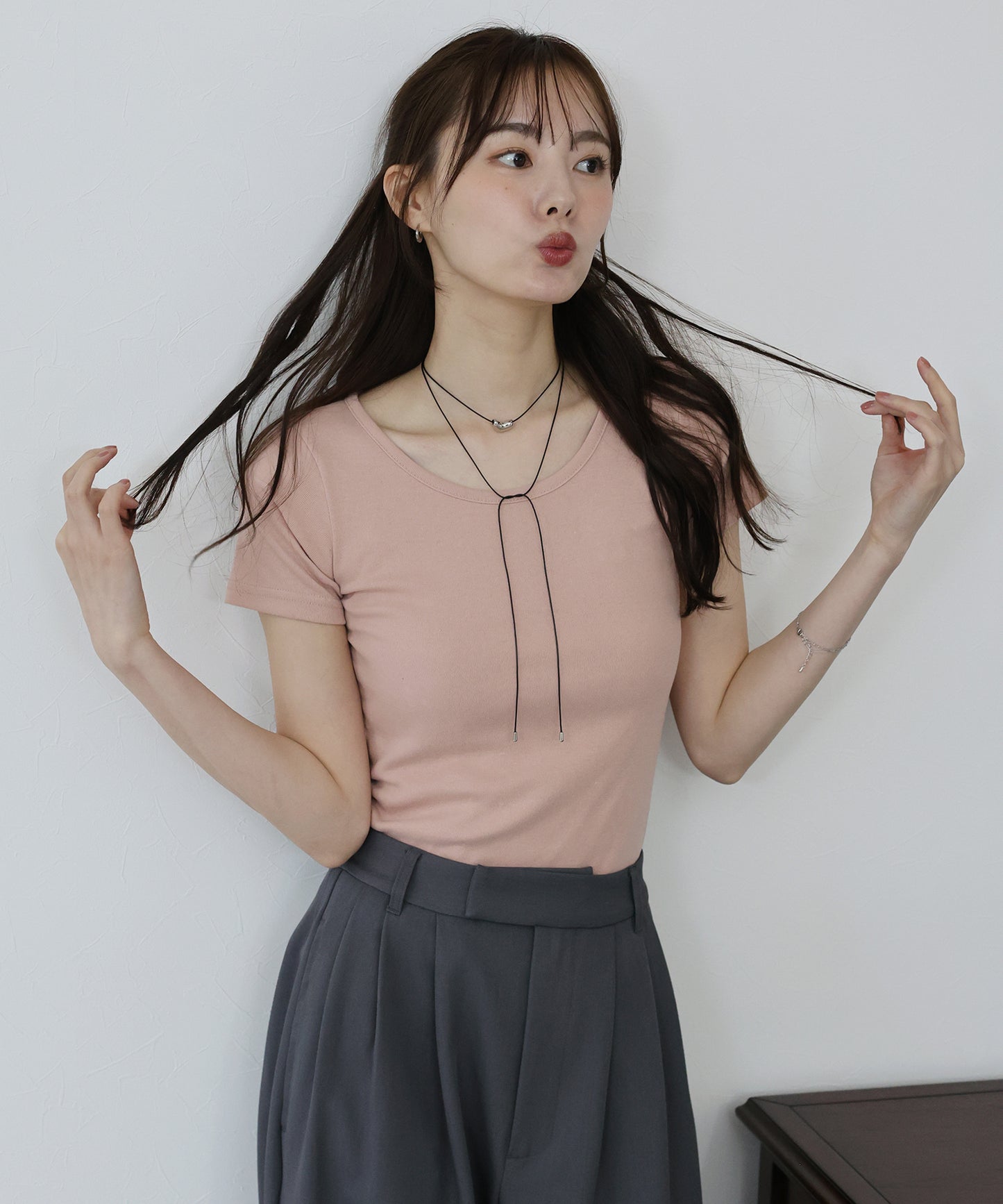 【TIME SALE】半袖カラークルーTシャツ【ネコポス】