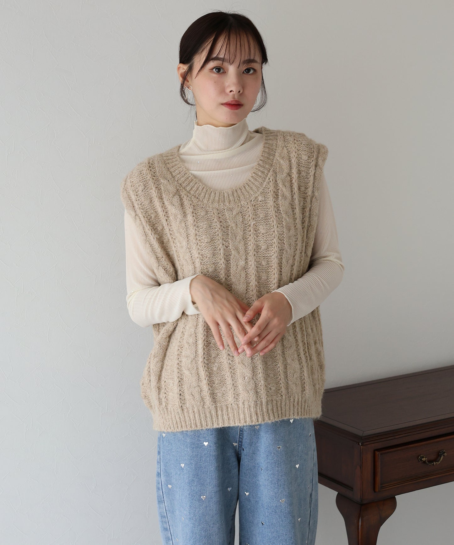 【TIME SALE】ケーブルニットベスト
