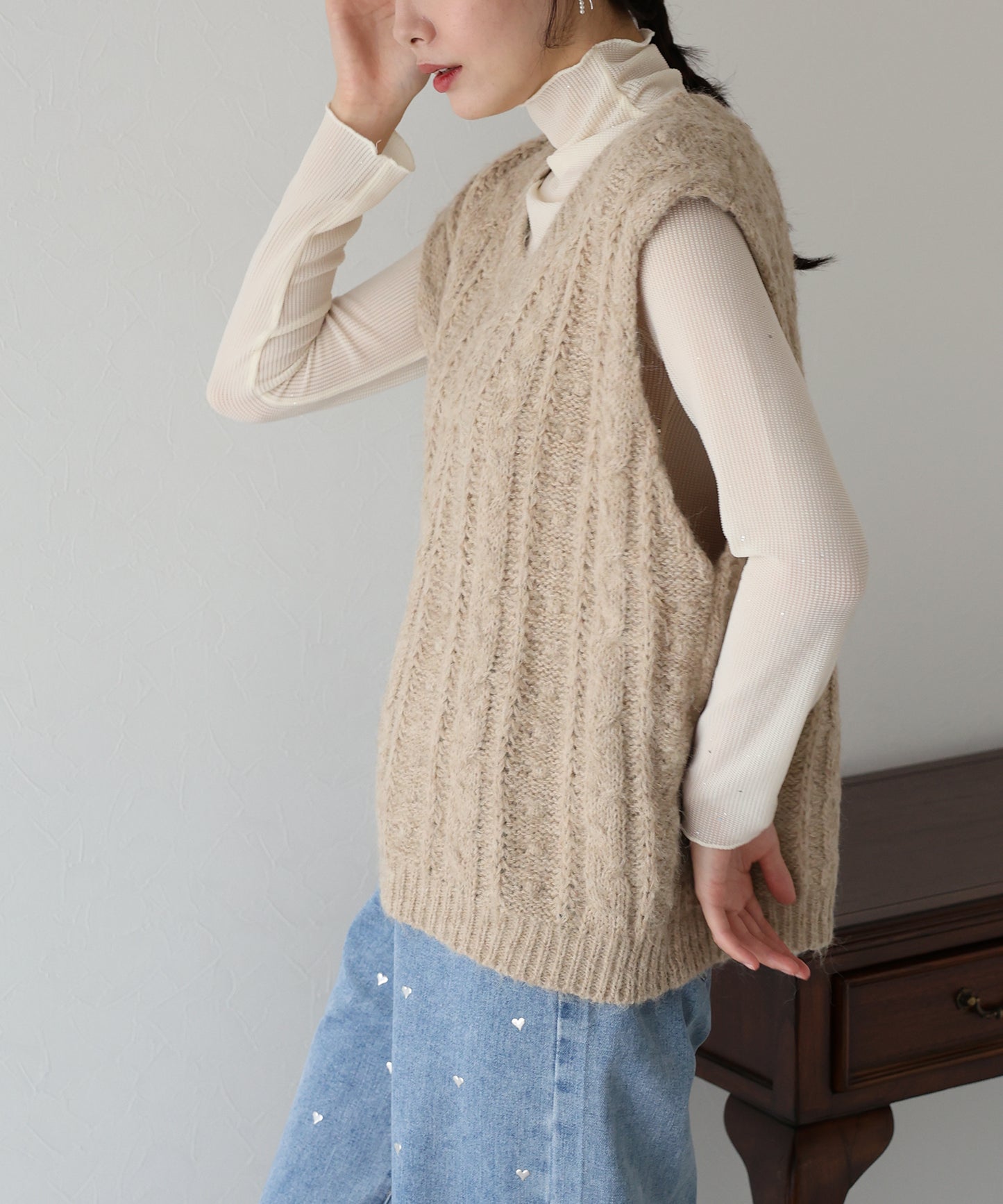 【TIME SALE】ケーブルニットベスト