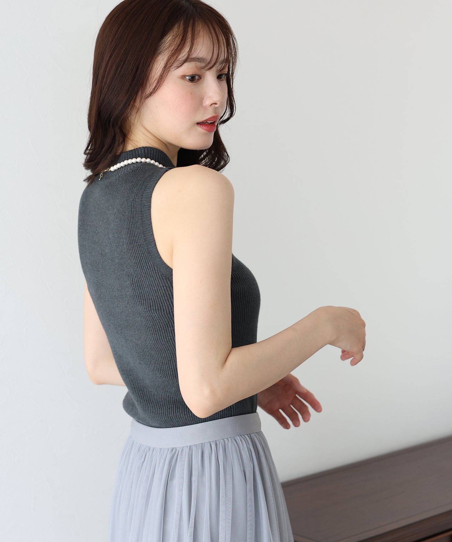 【TIME SALE】なめらかリブノースリニット【ネコポス】