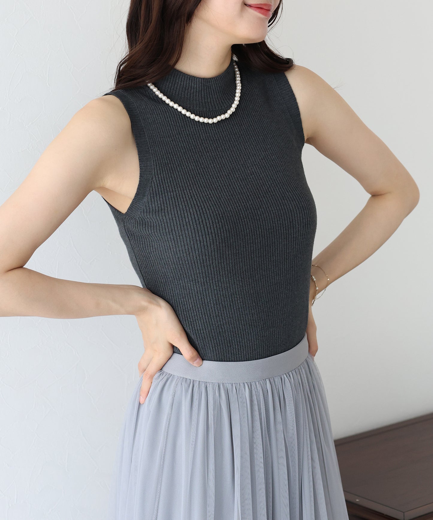 【TIME SALE】なめらかリブノースリニット【ネコポス】