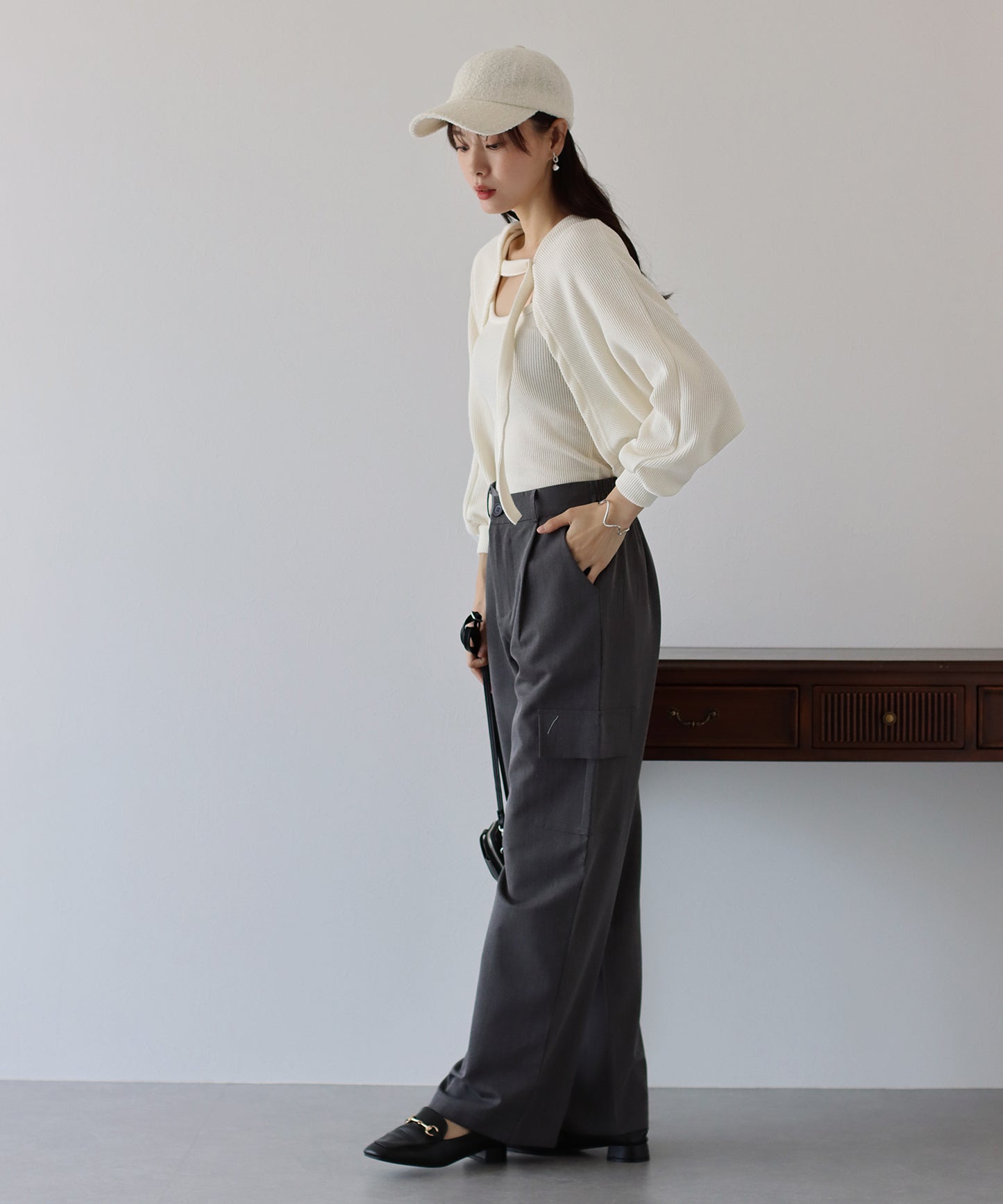 【SALE】リブショートボレロ+キャミセット